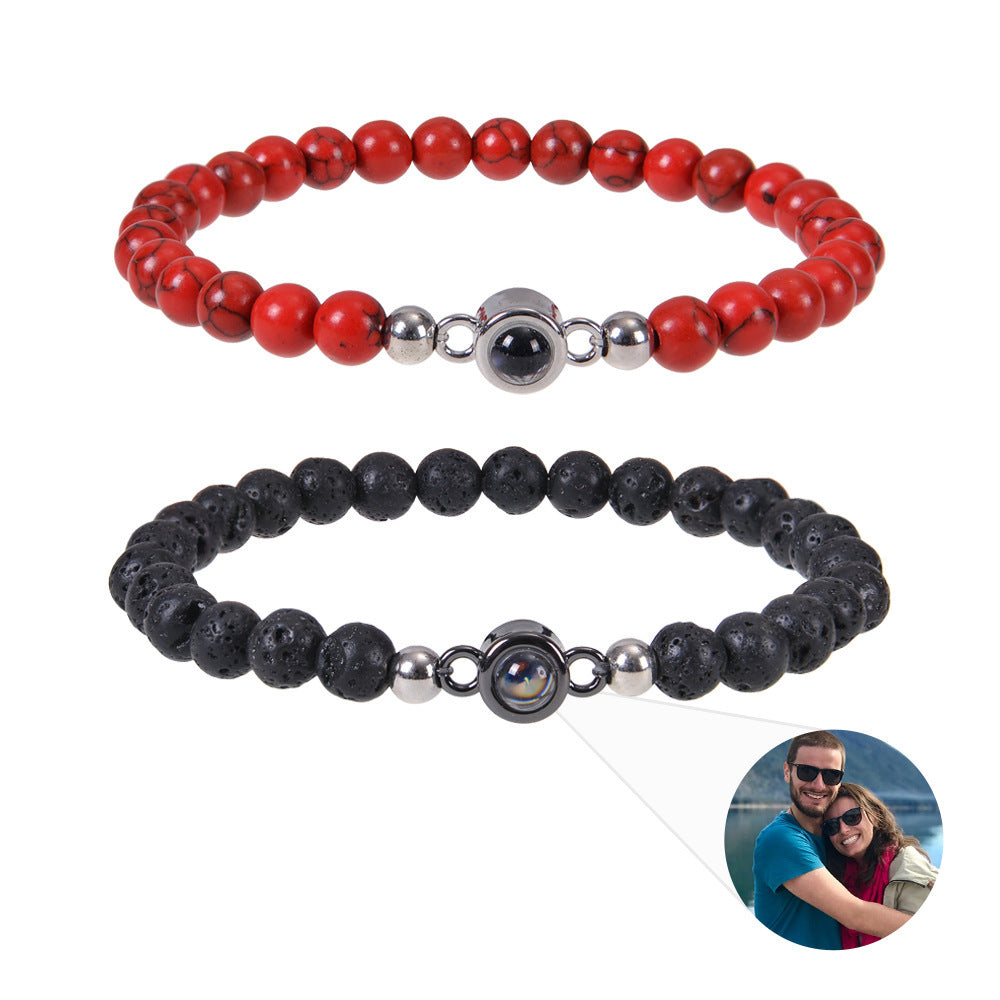 Custom Stone Bracelet with Hidden Photo | Handmade Natural Stone Jewelry Custom Stone Bracelet