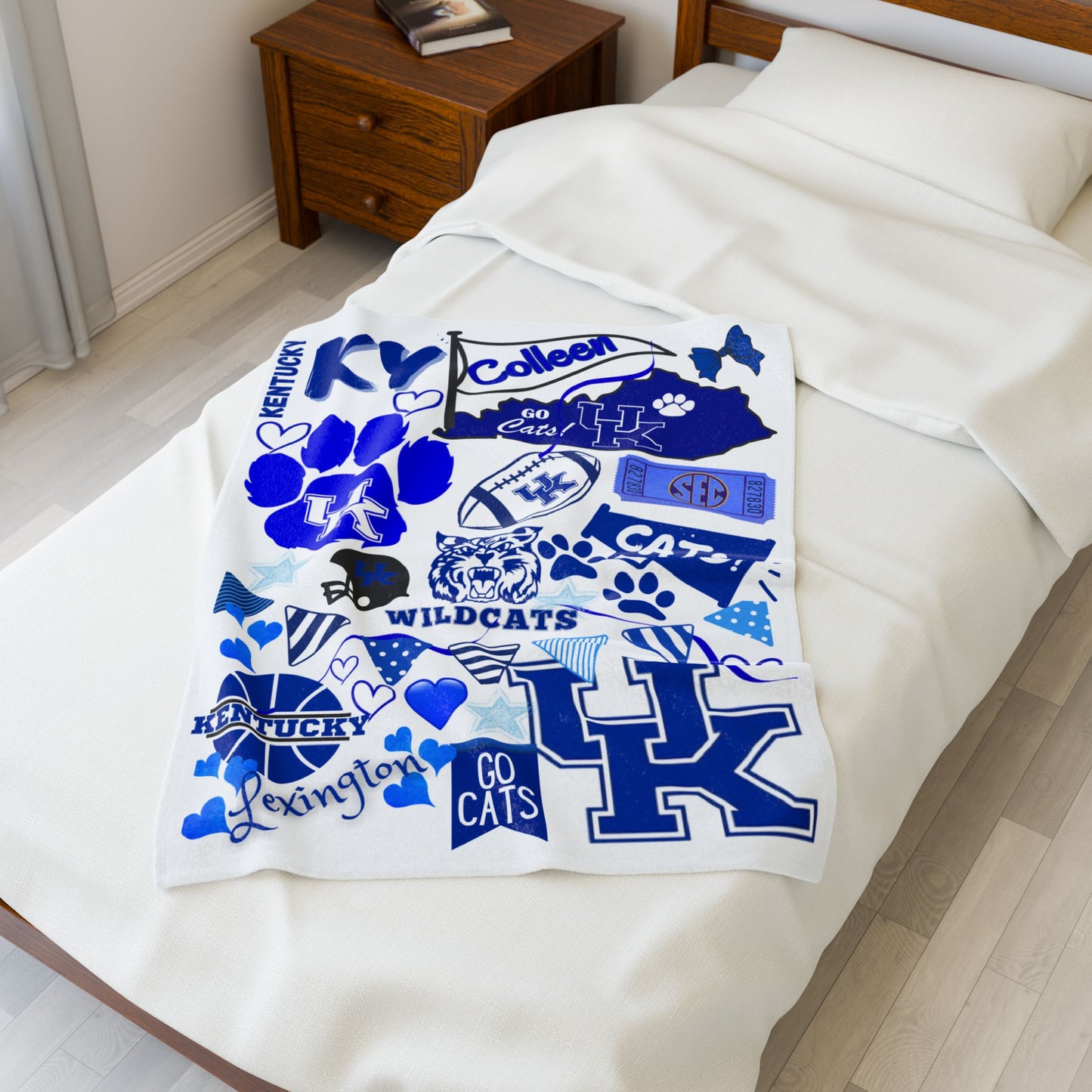 Velveteen Plush Blanket - Custom College Commitment Fan Dorm Blanket, Personalized University Throw, Graduation Gift, School Pride