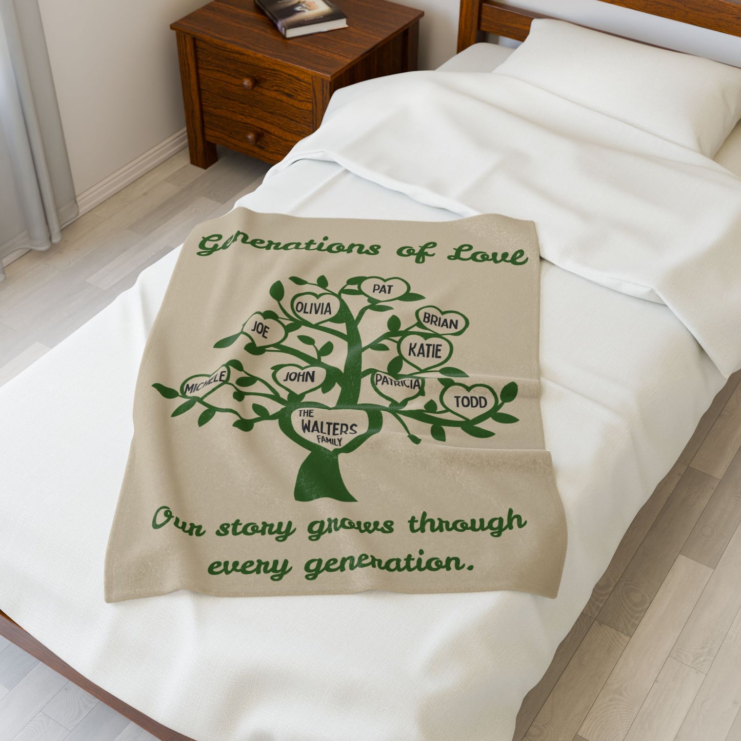Personalized Family Tree Keepsake Blanket - Customizable Cozy Throw, Family Member Blanket, Genealogy Gift, Family, Velveteen Plush Blanket