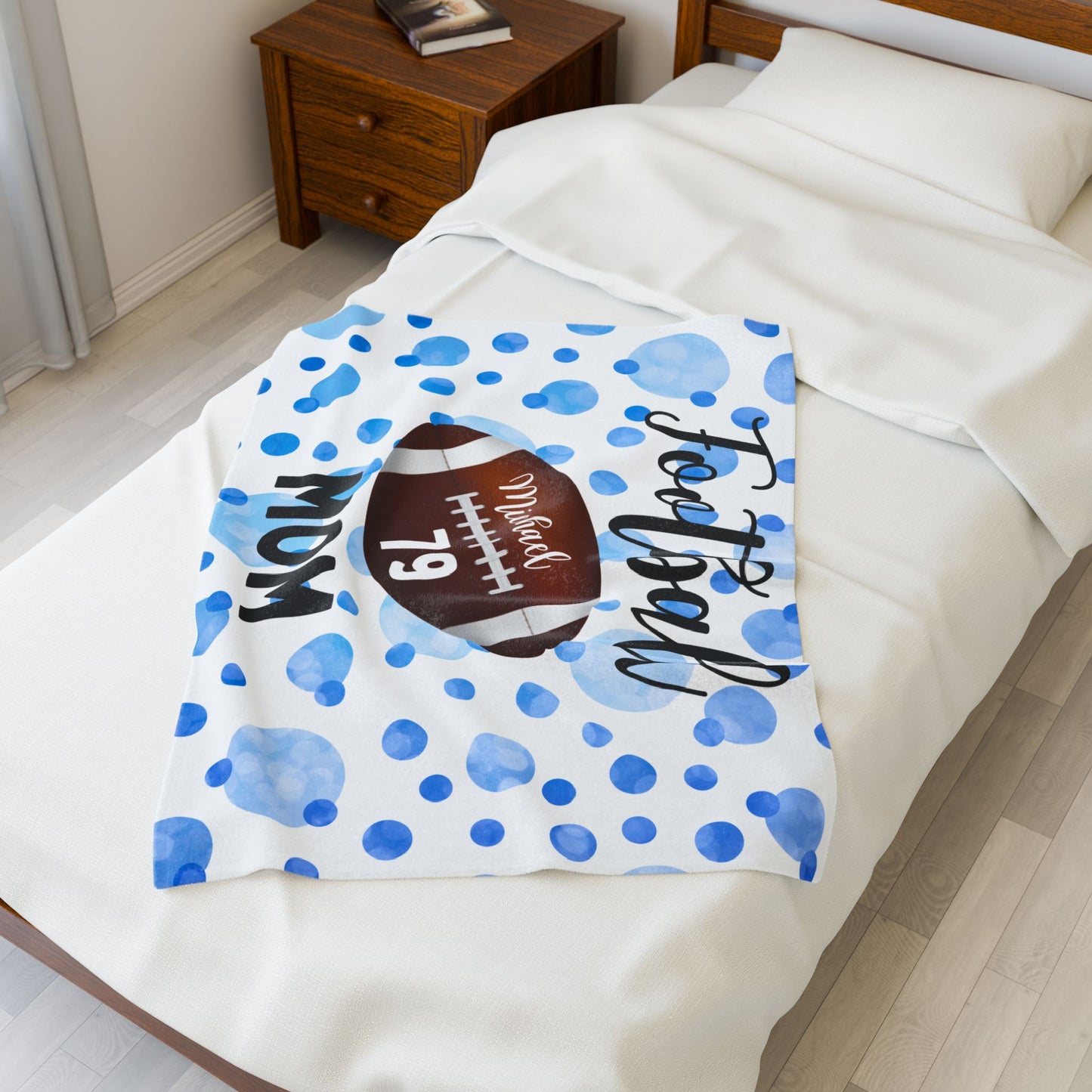 Plush Blanket, Personalized Football Mom Gift, Cozy Mom Blanket, Customizable Throw, ultimae fan, Sports Fan Bedding