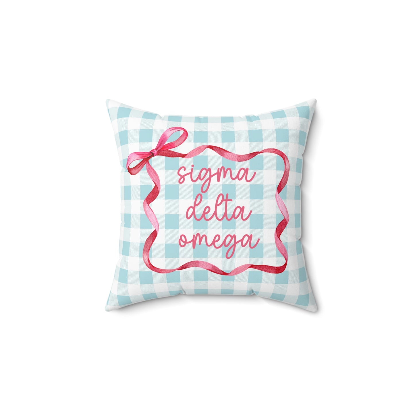 Sorority Gingham Personalized Pillow, Greek Life Gift, Pink Bow Decorative, Monogrammed Cozy Throw Pillow