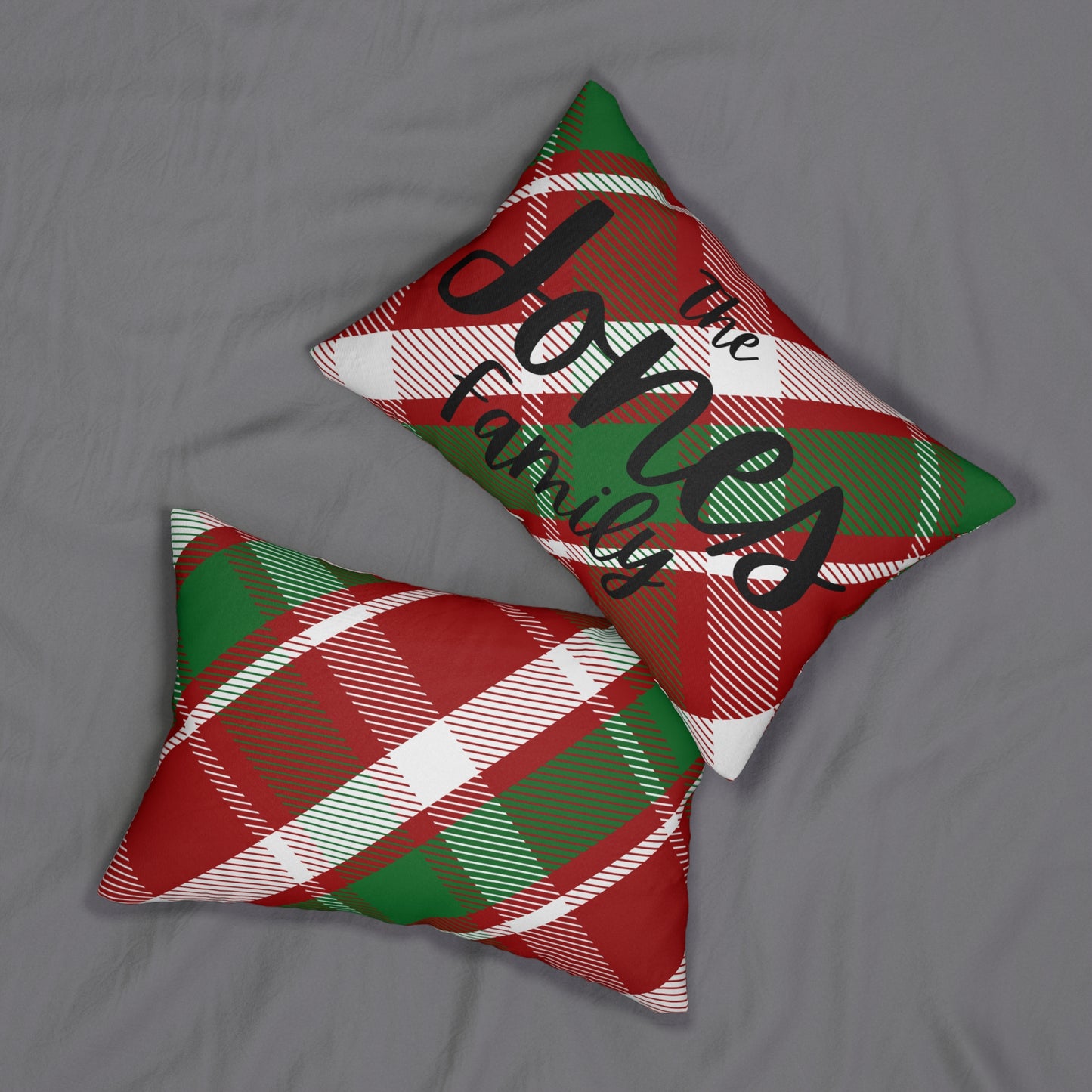 Christmas Plaid Personalized Pillow - Holiday Decor, Family Name Pillow, Tartan Cushion, Custom Xmas Gift, Festive Home Pillow