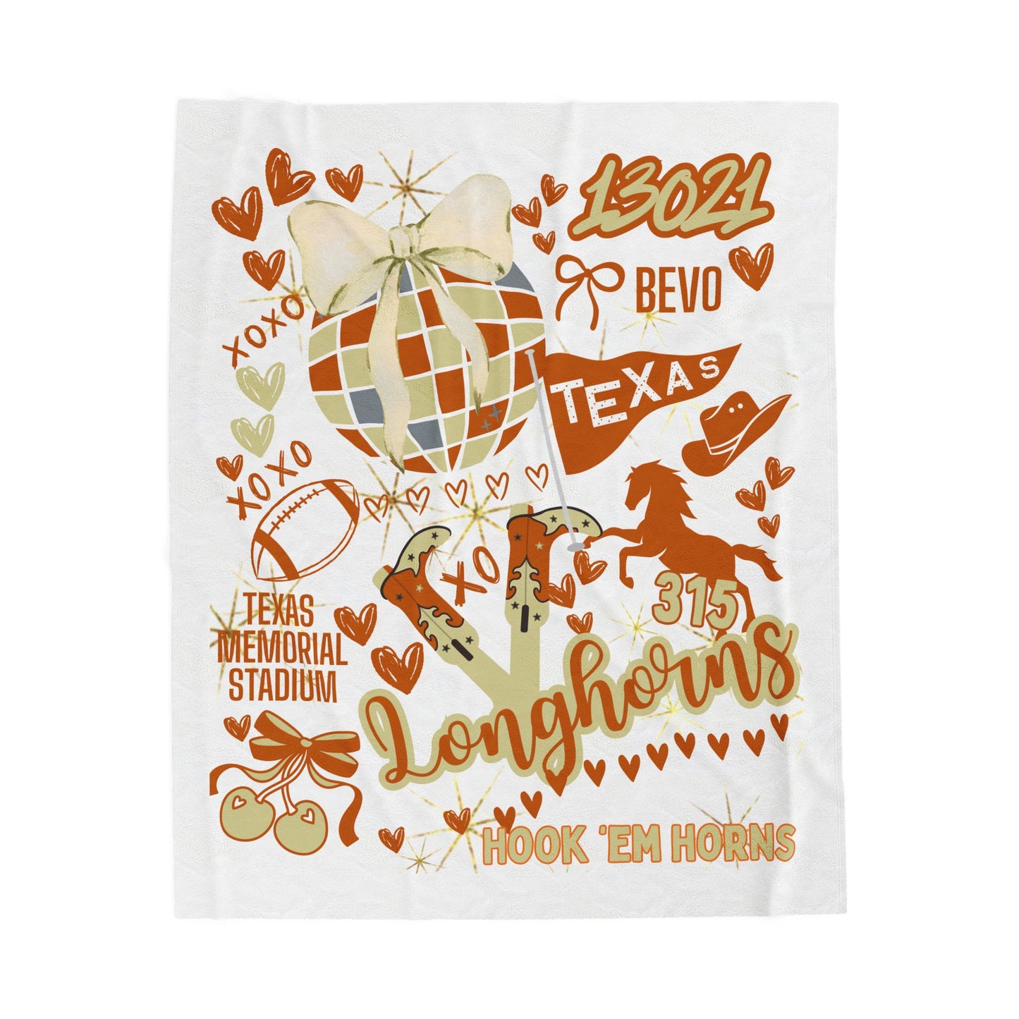 Plush Blanket for Texas Pride College Fans, Personalized Fleece Throw Gift, University Team Spirit Dorm Bedding, Texas Home Decor,