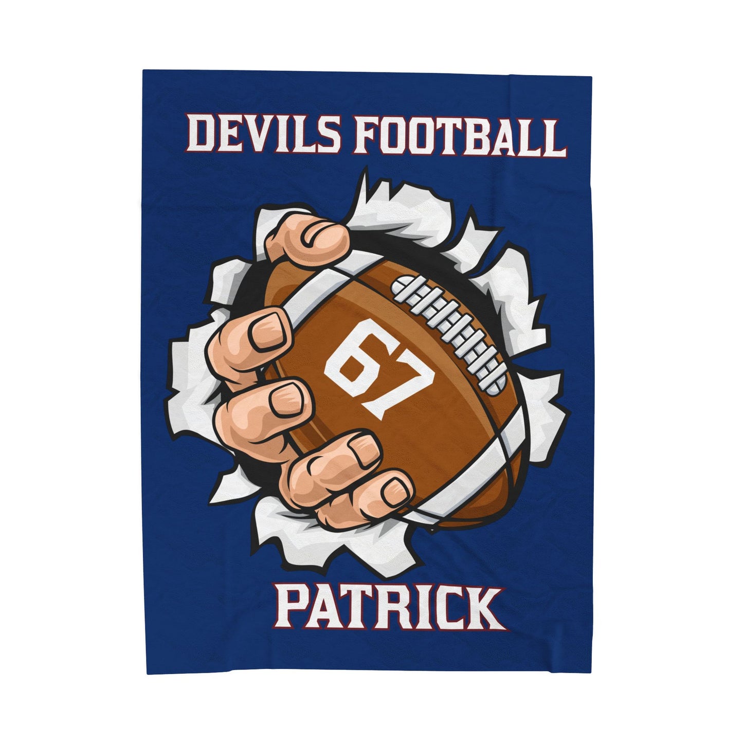 Personalized Football Velveteen Plush Blanket, Custom FootballThrow, Cozy Gift for Football Fans, Team Spirit Decor, Senior Gift
