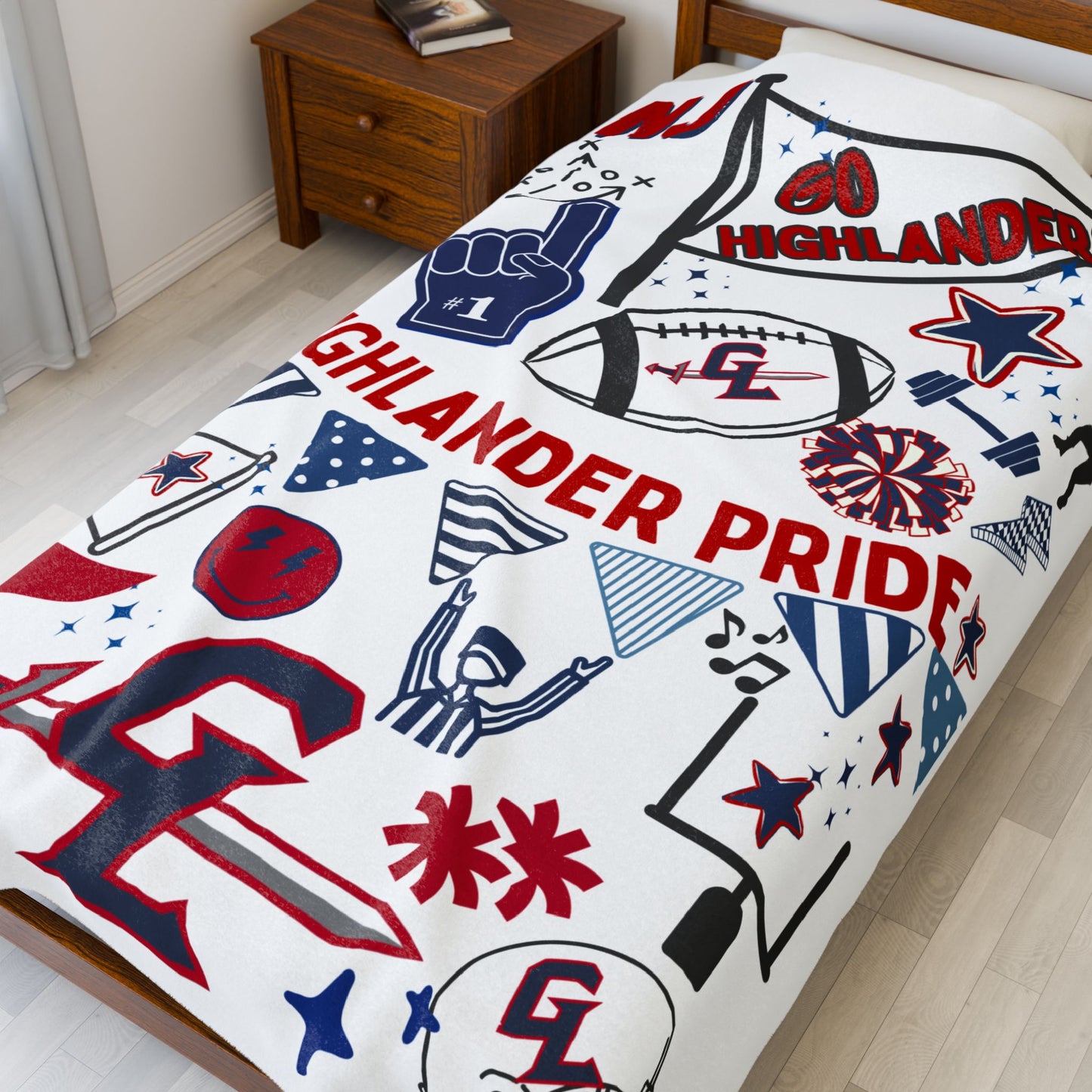 High School Football Team Spirit Blanket, Football Spirit Blanket, Game Day Blanket, Cozy Sports Blanket, Personalized Blanket