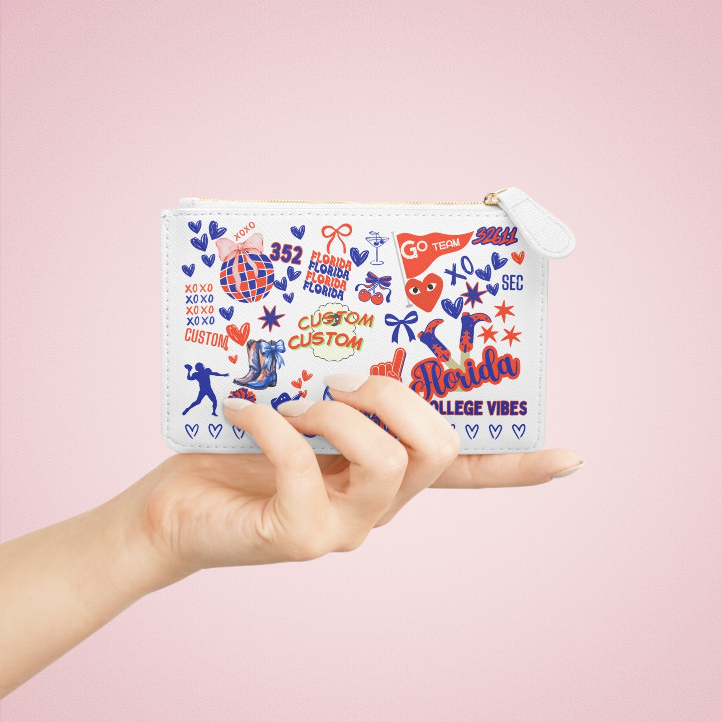 Personalized Florida Fan Mini Clutch | Custom College Game Day Purse | Fan Gift | Orange & Blue Accessory