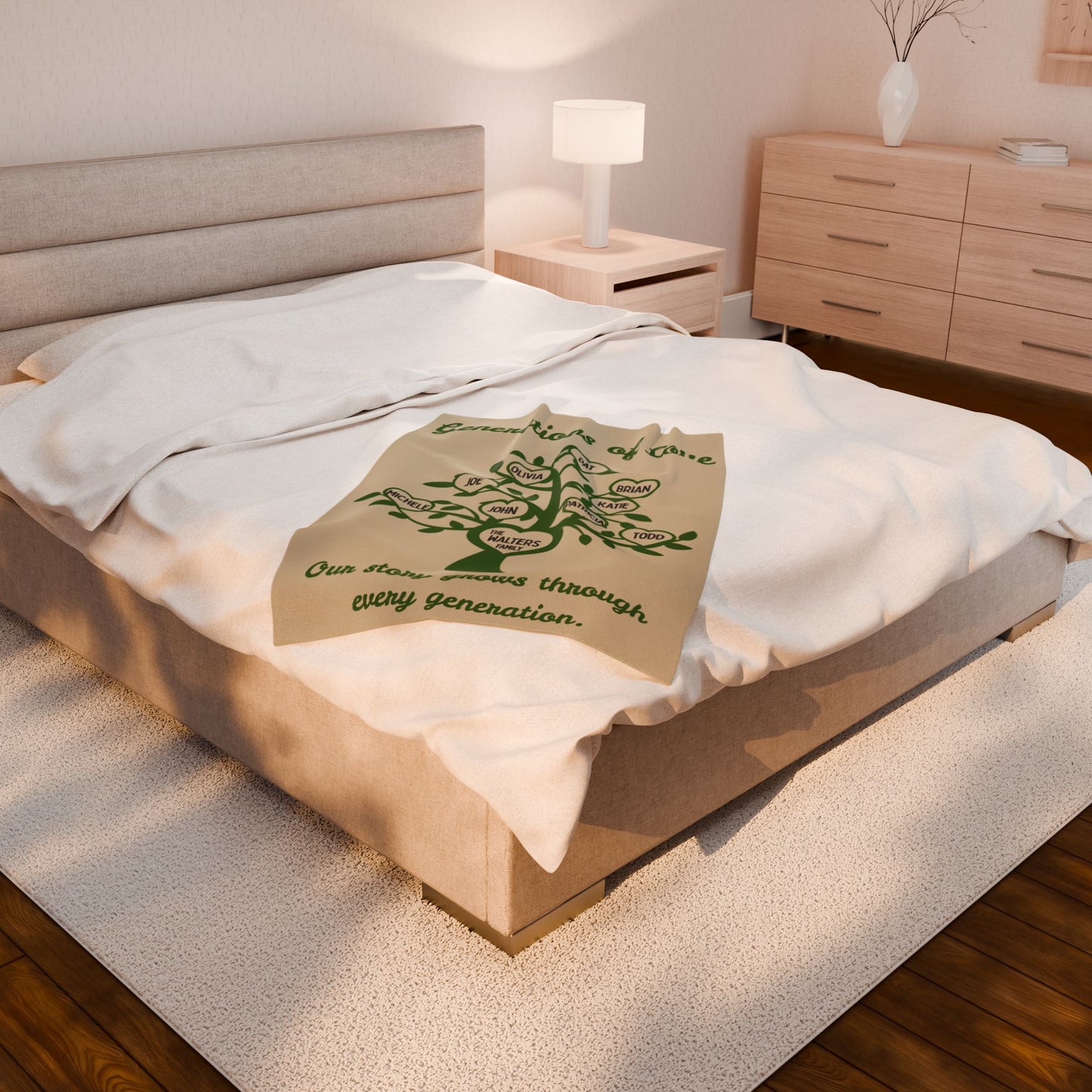Personalized Family Tree Keepsake Blanket - Customizable Cozy Throw, Family Member Blanket, Genealogy Gift, Family, Velveteen Plush Blanket