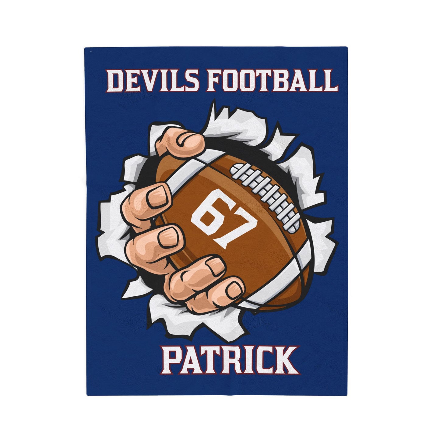 Personalized Football Velveteen Plush Blanket, Custom FootballThrow, Cozy Gift for Football Fans, Team Spirit Decor, Senior Gift