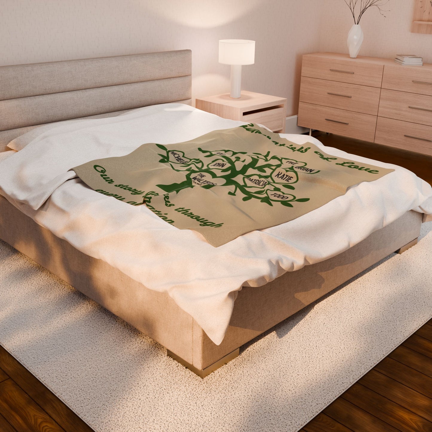 Personalized Family Tree Keepsake Blanket - Customizable Cozy Throw, Family Member Blanket, Genealogy Gift, Family, Velveteen Plush Blanket