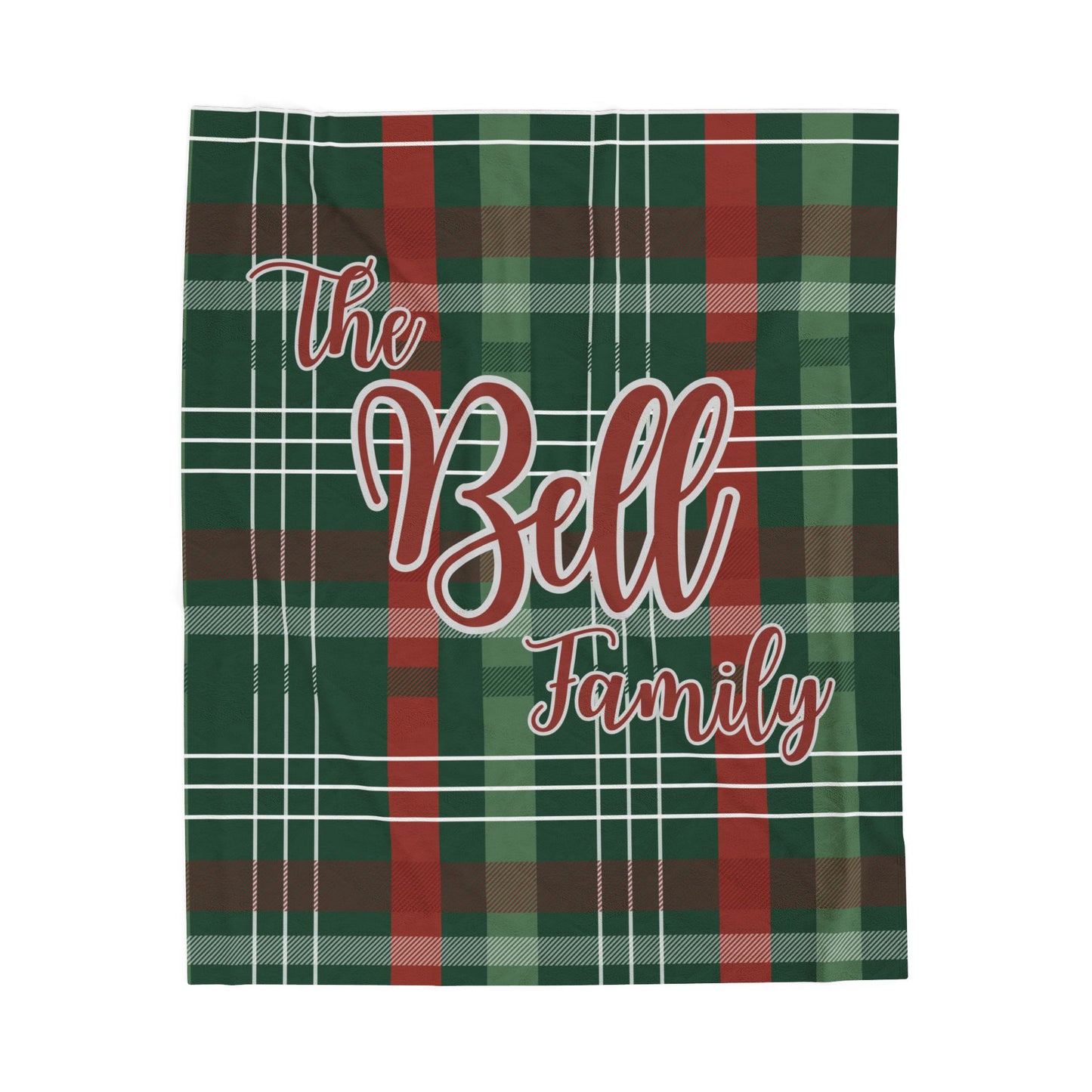 Christmas Tartan Plaid Velveteen Blanket - Personalized cozy throw, holiday gift, custom home decor, winter warm bedding, festive living