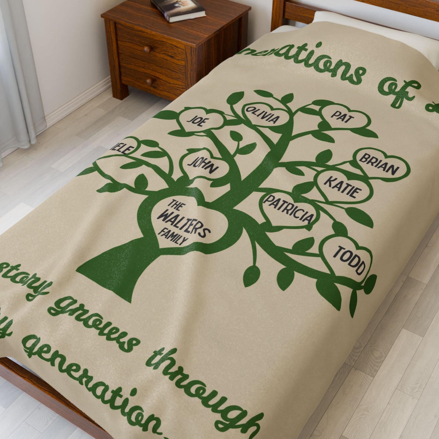 Personalized Family Tree Keepsake Blanket - Customizable Cozy Throw, Family Member Blanket, Genealogy Gift, Family, Velveteen Plush Blanket