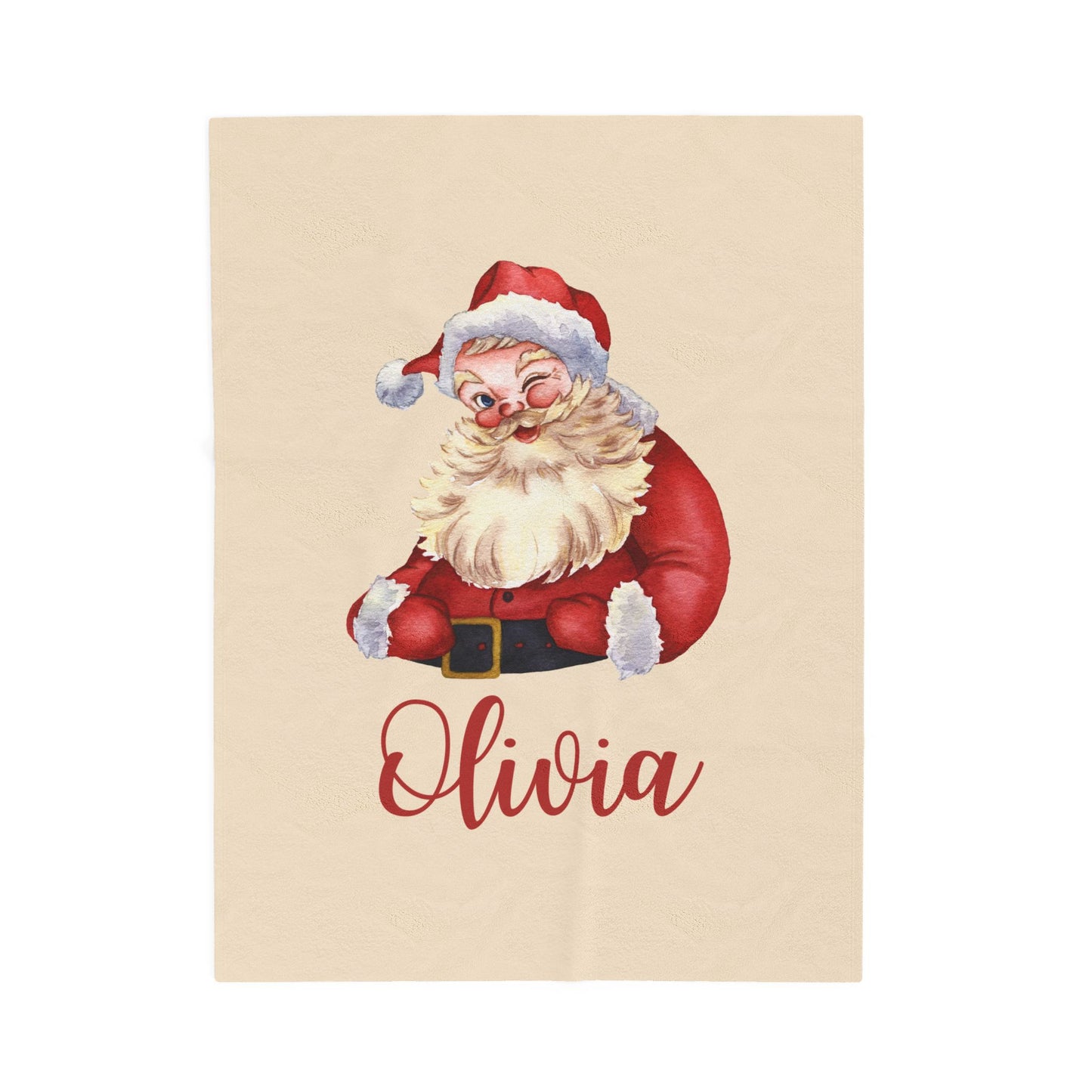 Santa Velveteen Plush Blanket with Personalized Name - Christmas Gift, Holiday Blanket, Custom Holiday Throw, Festive Santa Claus Blanket,