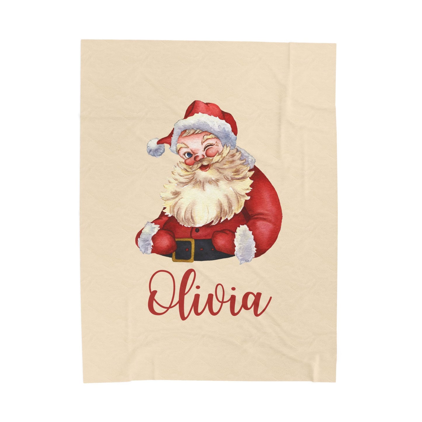 Santa Velveteen Plush Blanket with Personalized Name - Christmas Gift, Holiday Blanket, Custom Holiday Throw, Festive Santa Claus Blanket,