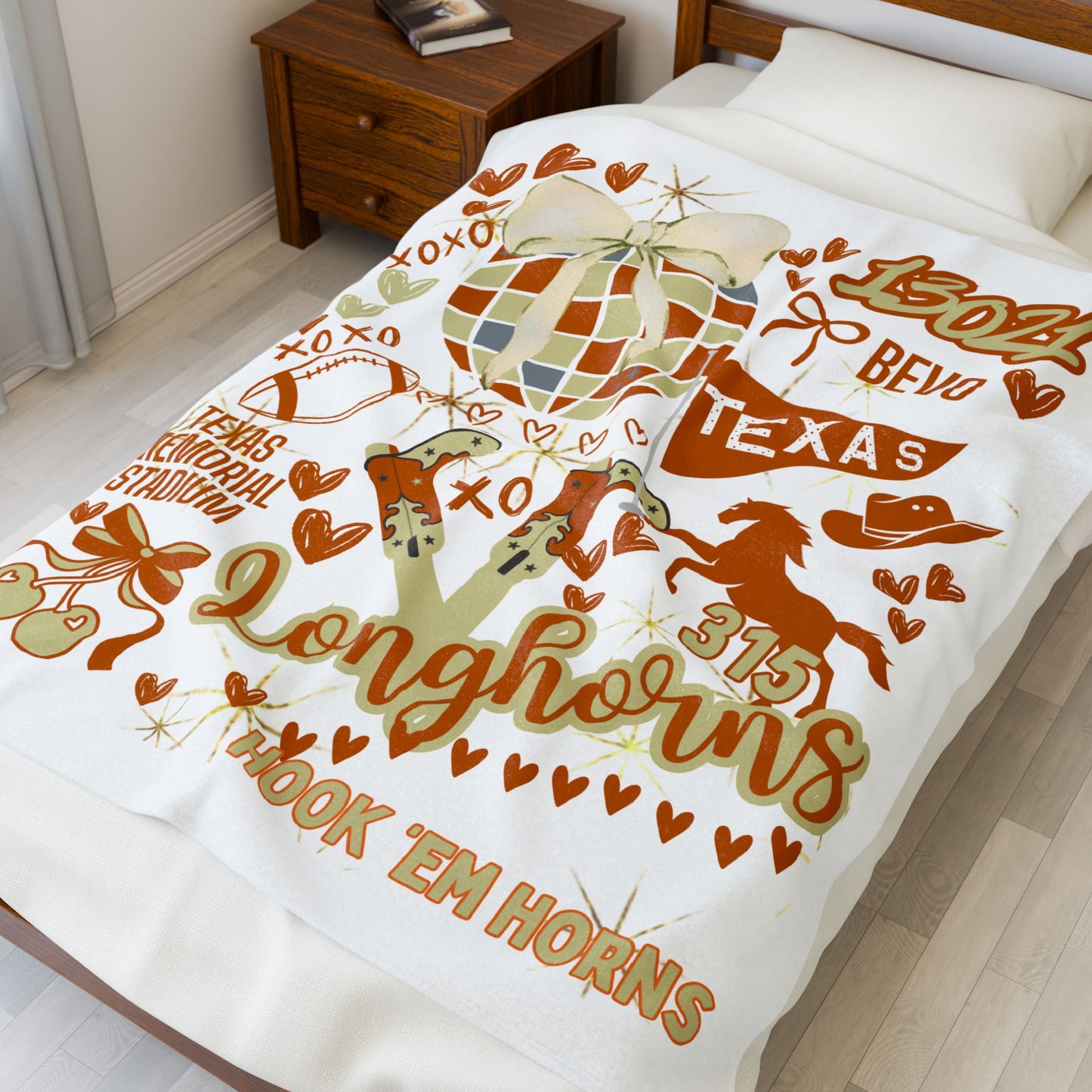 Plush Blanket for Texas Pride College Fans, Personalized Fleece Throw Gift, University Team Spirit Dorm Bedding, Texas Home Decor,
