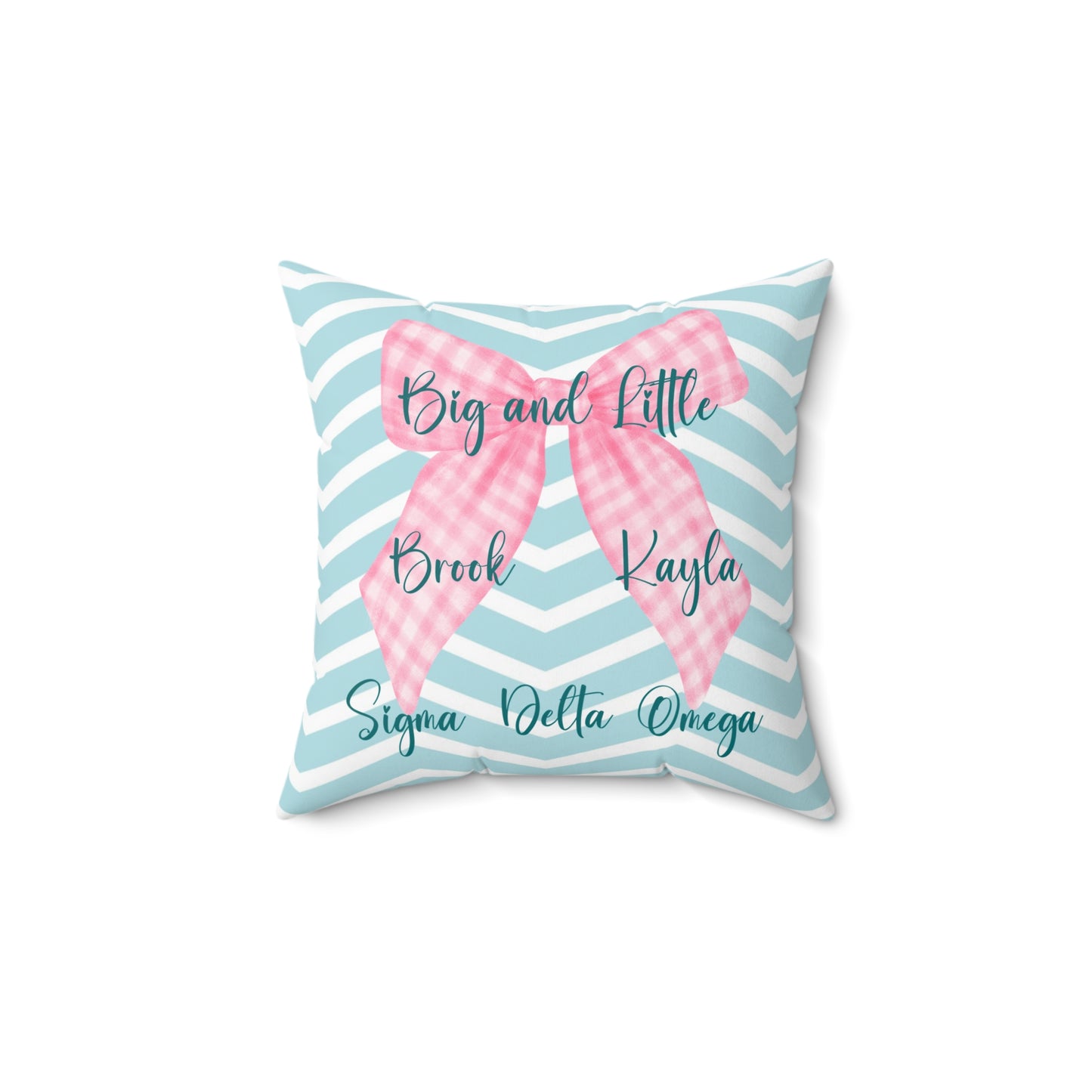Sorority Pillow, Big Little Personalized Chevron Print, Preppy Bow Decor, Throw Cushion, Greek Life Gift, Dorm Room Accessory