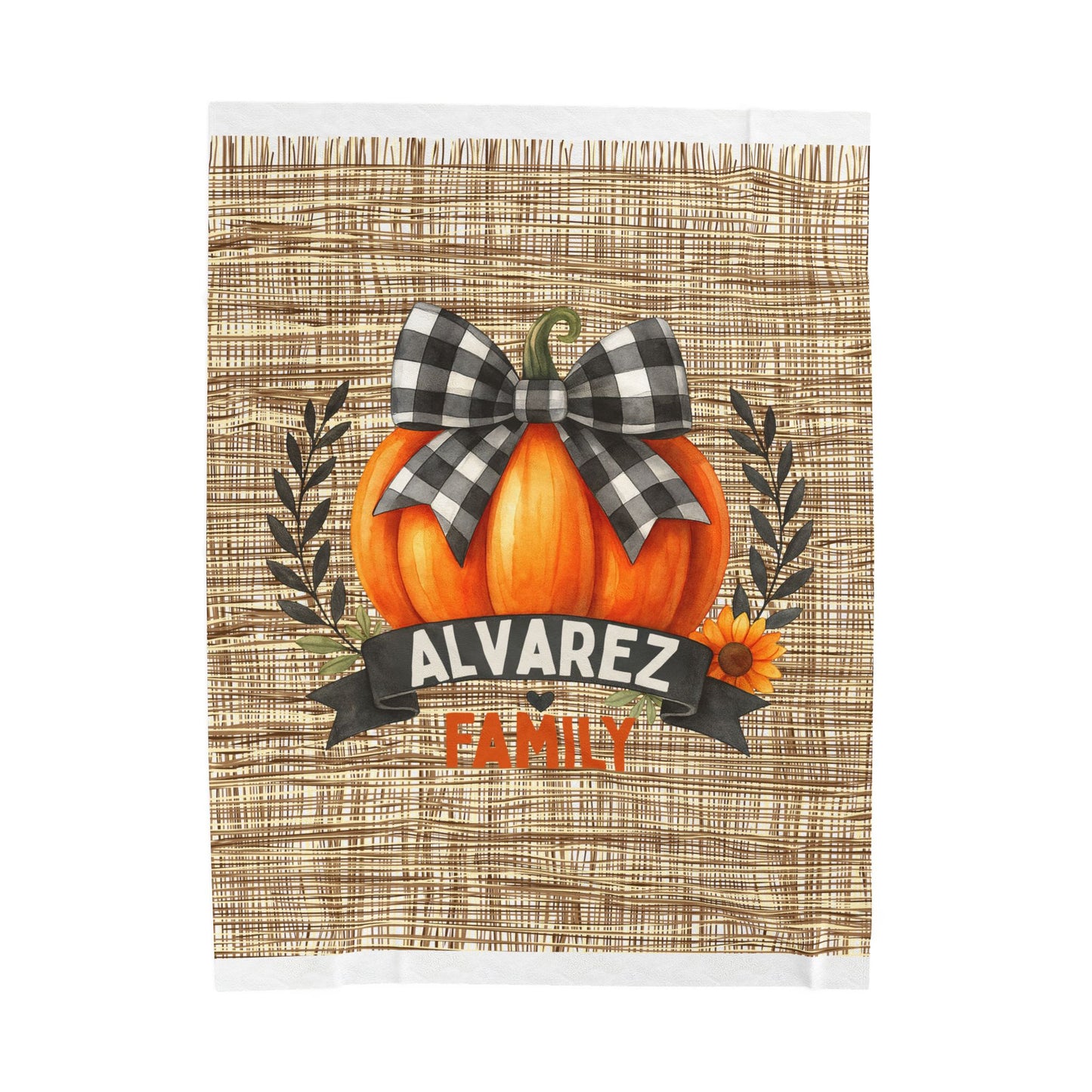 Pumpkin Plush Blanket, Personalized Fall Pumpkin Decor, Cozy Family Name Throw, Autumn Home Blanket, Thanksgiving Gift, Halloween Decor,
