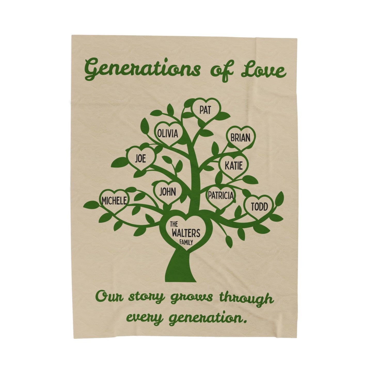 Personalized Family Tree Keepsake Blanket - Customizable Cozy Throw, Family Member Blanket, Genealogy Gift, Family, Velveteen Plush Blanket