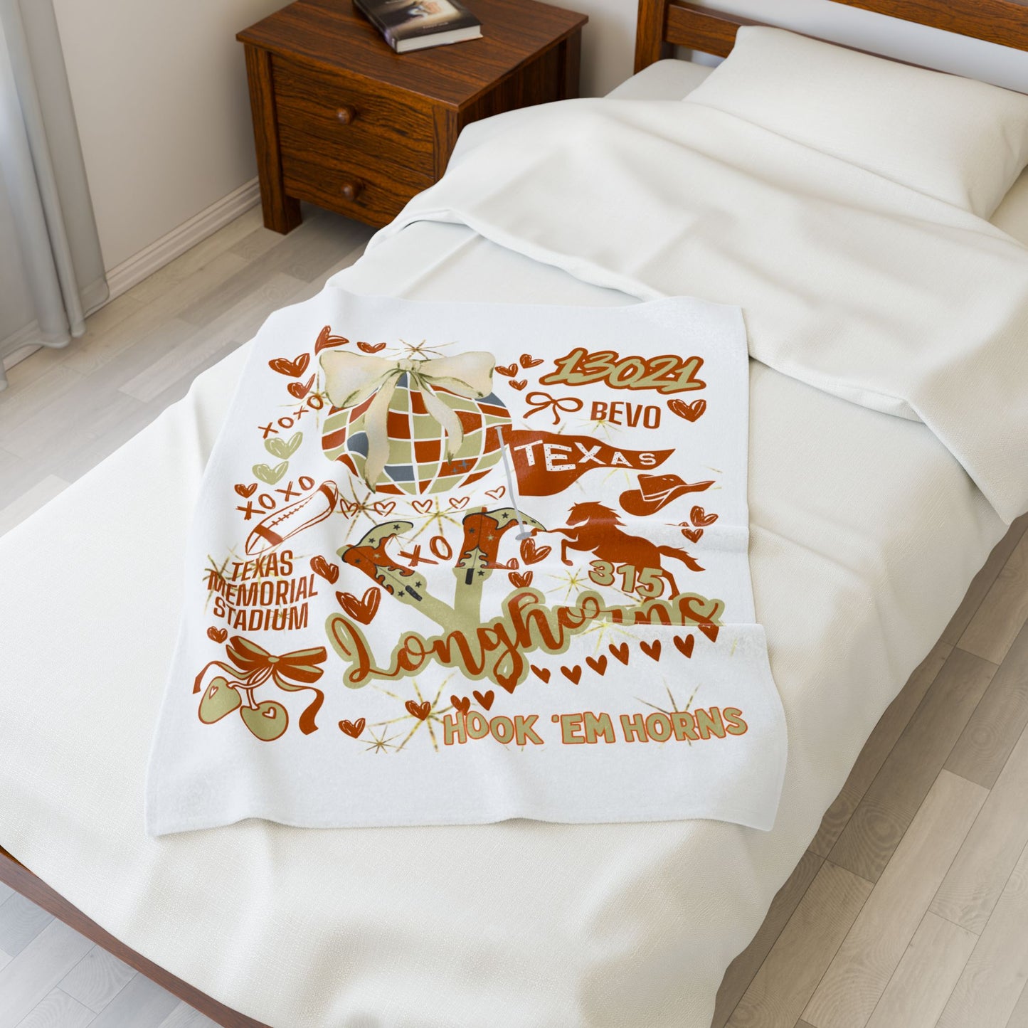 Plush Blanket for Texas Pride College Fans, Personalized Fleece Throw Gift, University Team Spirit Dorm Bedding, Texas Home Decor,