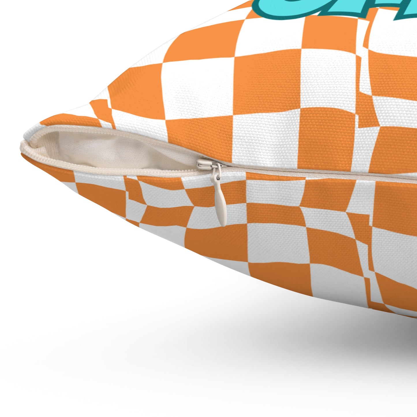 Sorority Pillow, Retro Orange and White, Square Pillow, Personalized Sorority Gift, Turquoise Font Custom, Decorative Throw
