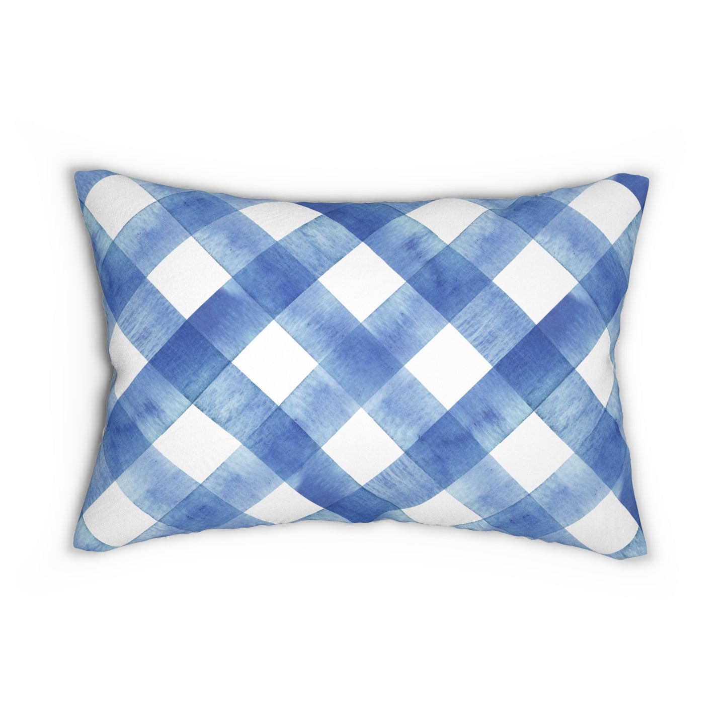 Personalized Blue Plaid Lumbar Pillow for Boys