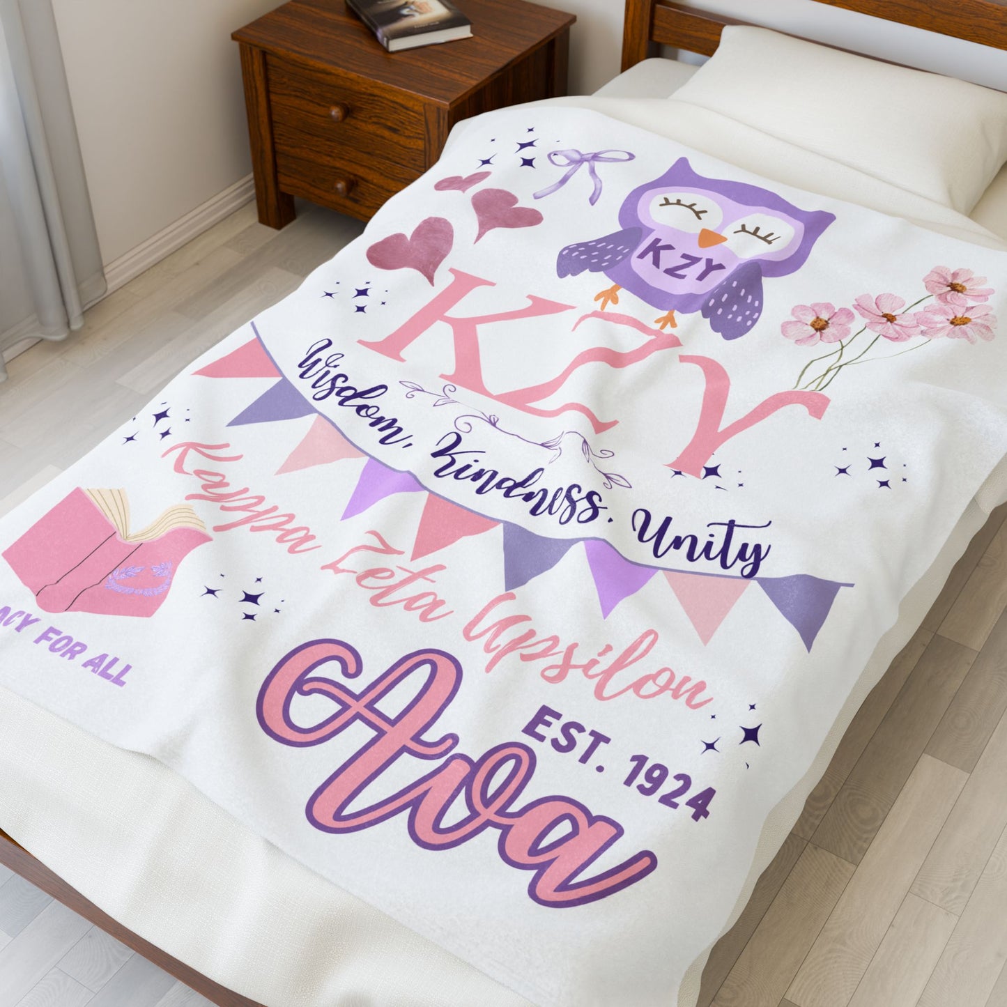 PERSONALIZED Sorority Bid Day Big Little Custom Velveteen Plush Blanket, Cozy Throws, Sorority Gifts, Big Little or Bid Day Presents
