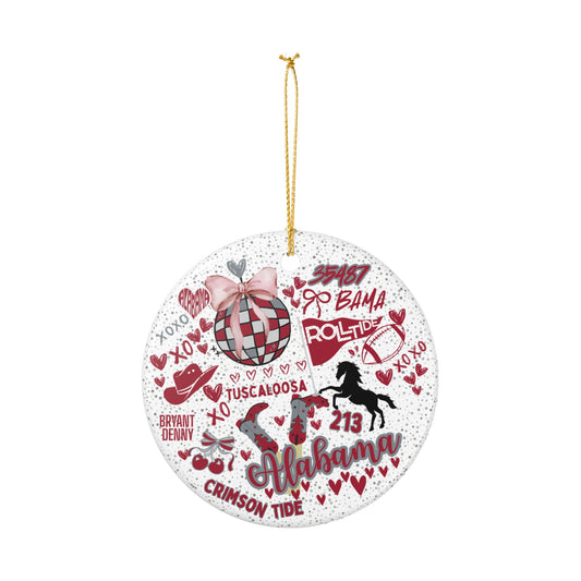 Ceramic Ornament, Spirit Alabama Fan Christmas Tree Decoration, Holiday Gift, Stocking Stuffer, Bama Home Decor