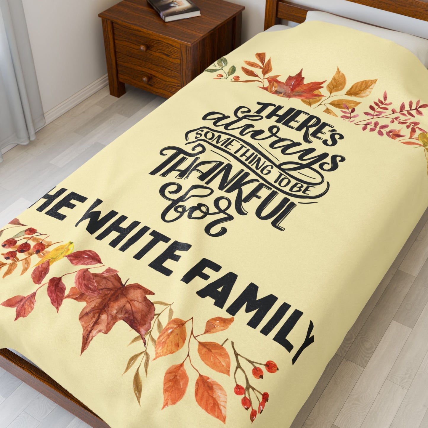 Velveteen Plush Blanket, Personalized Thanksgiving Blanket, Custom Grateful Throw, Cozy Thankful Gift, Warm Autumn Home Decor, Comfy Family