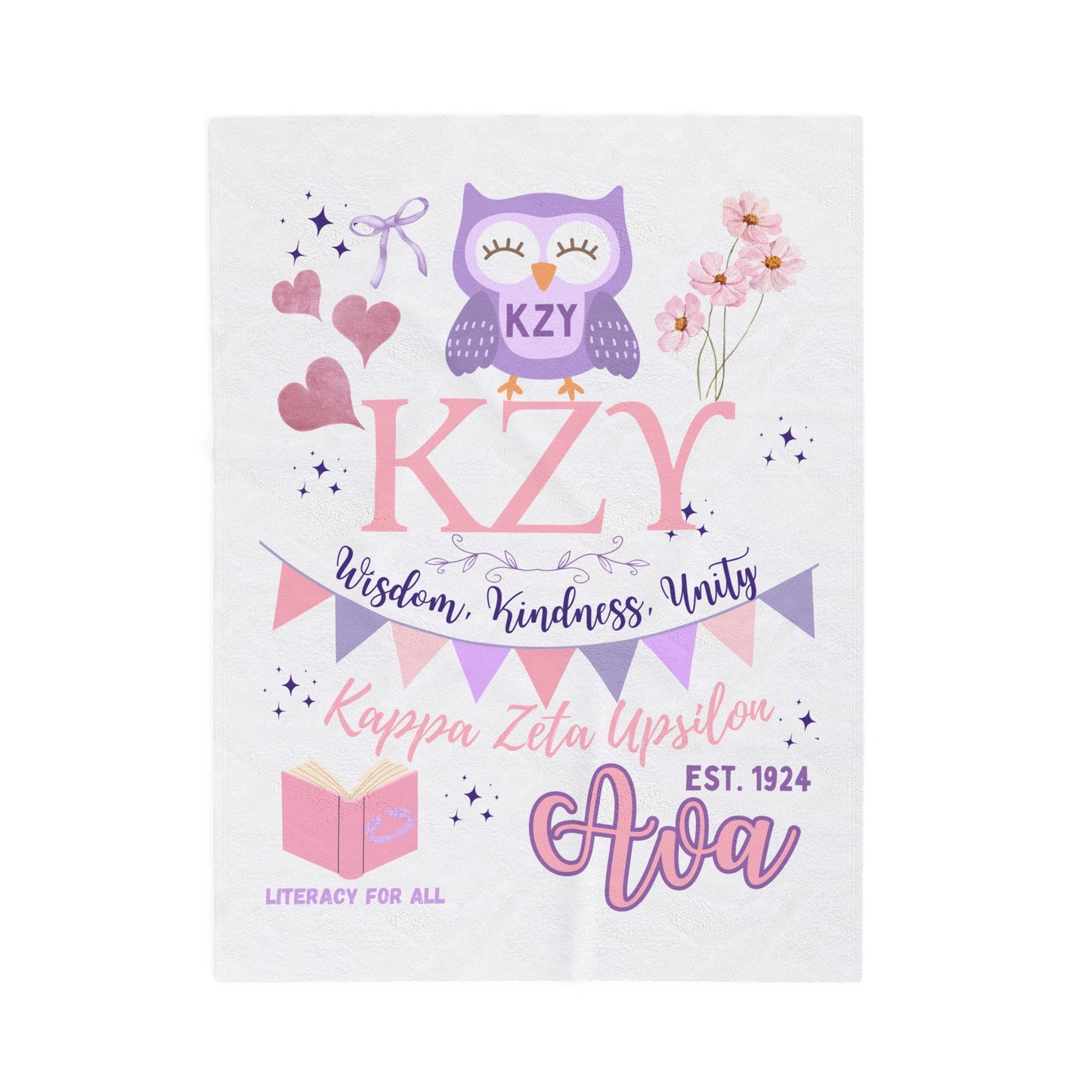 PERSONALIZED Sorority Bid Day Big Little Custom Velveteen Plush Blanket, Cozy Throws, Sorority Gifts, Big Little or Bid Day Presents