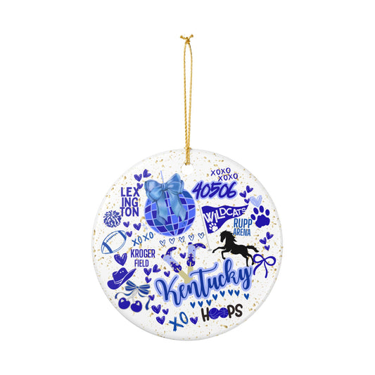 Ceramic Ornament, Spirit Kentucky Fan Christmas Tree Decoration, Holiday Gift, Stocking Stuffer, Wildcat Home Decor