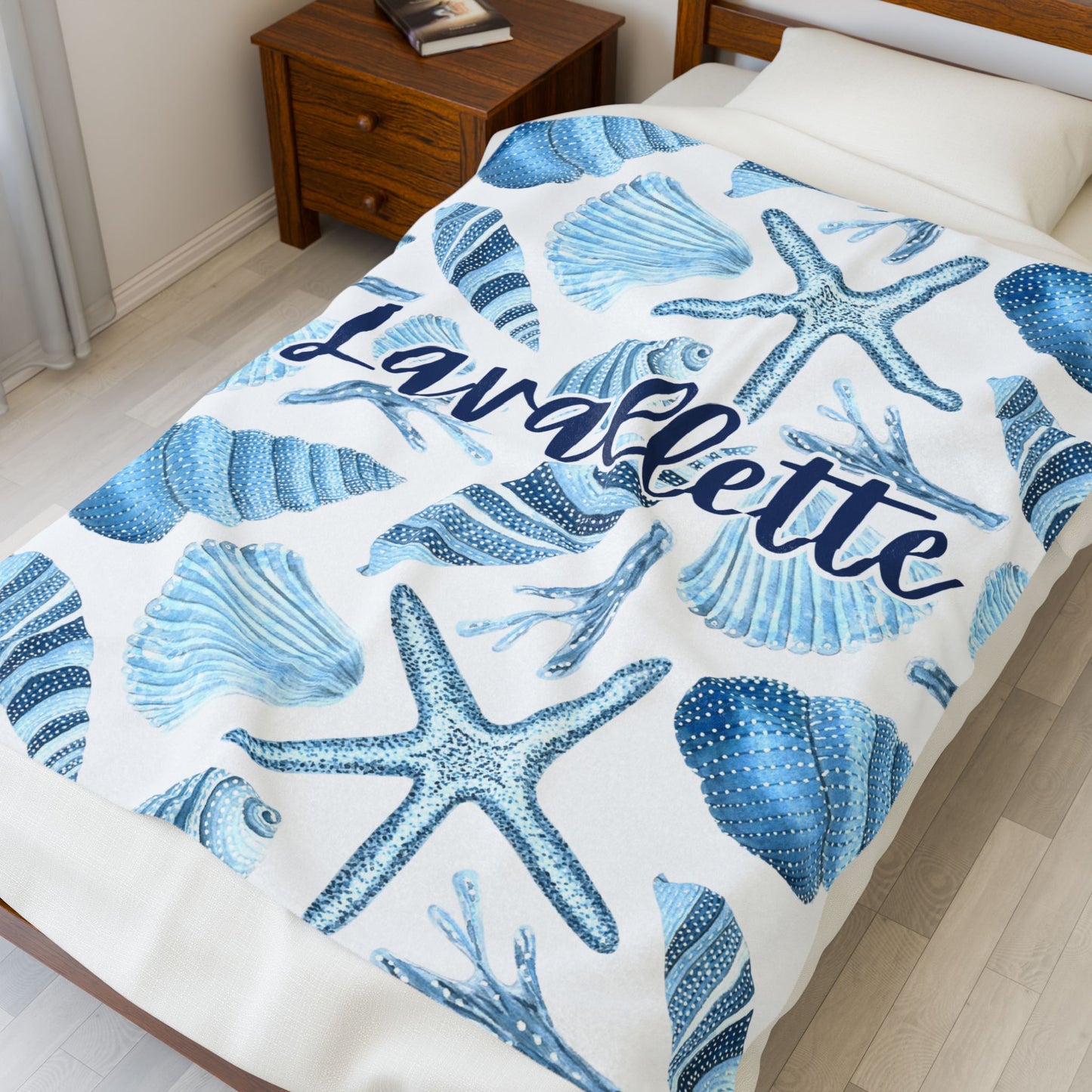 Velveteen Plush Blanket - Customized Beach Town Blanket, America Beach Blanket, Coastal Custom Blanket, Personalized Ocean Blanket, USA
