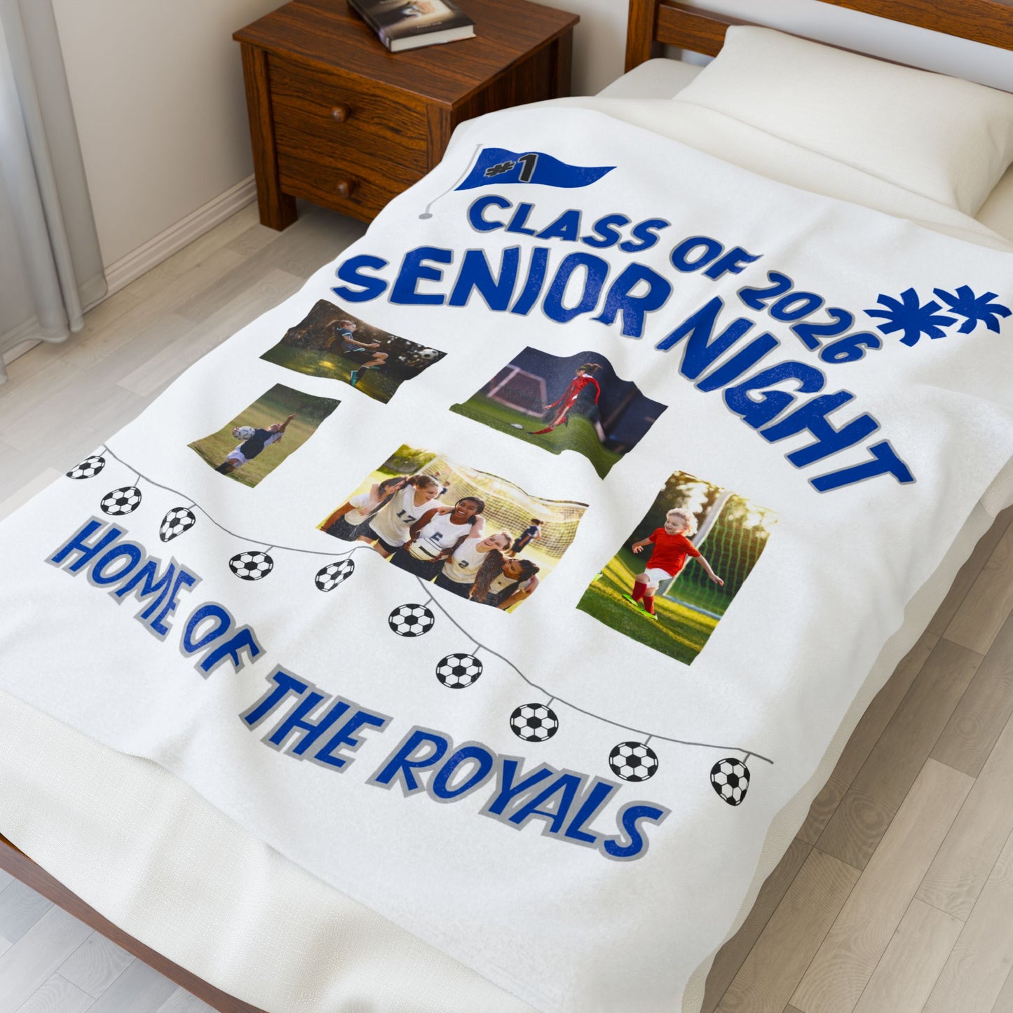 Senior Night Sports Team Gift, Personalized Memory Photos, Soft Throw, High School Graduation Keepsake, Custom Fleece Bedding, all sports