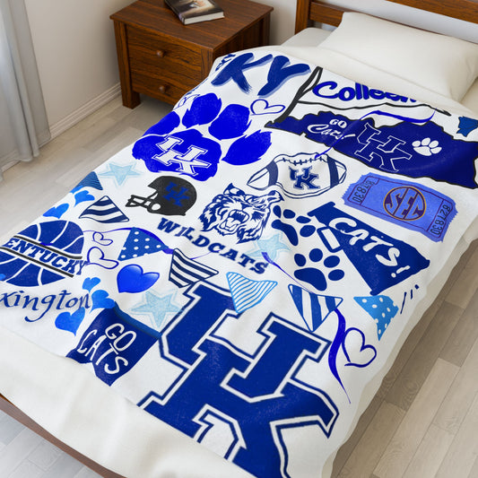 A Velveteen Plush Blanket - Custom College Commitment Fan Dorm Blanket, Personalized University Throw, Graduation Gift, School Pride