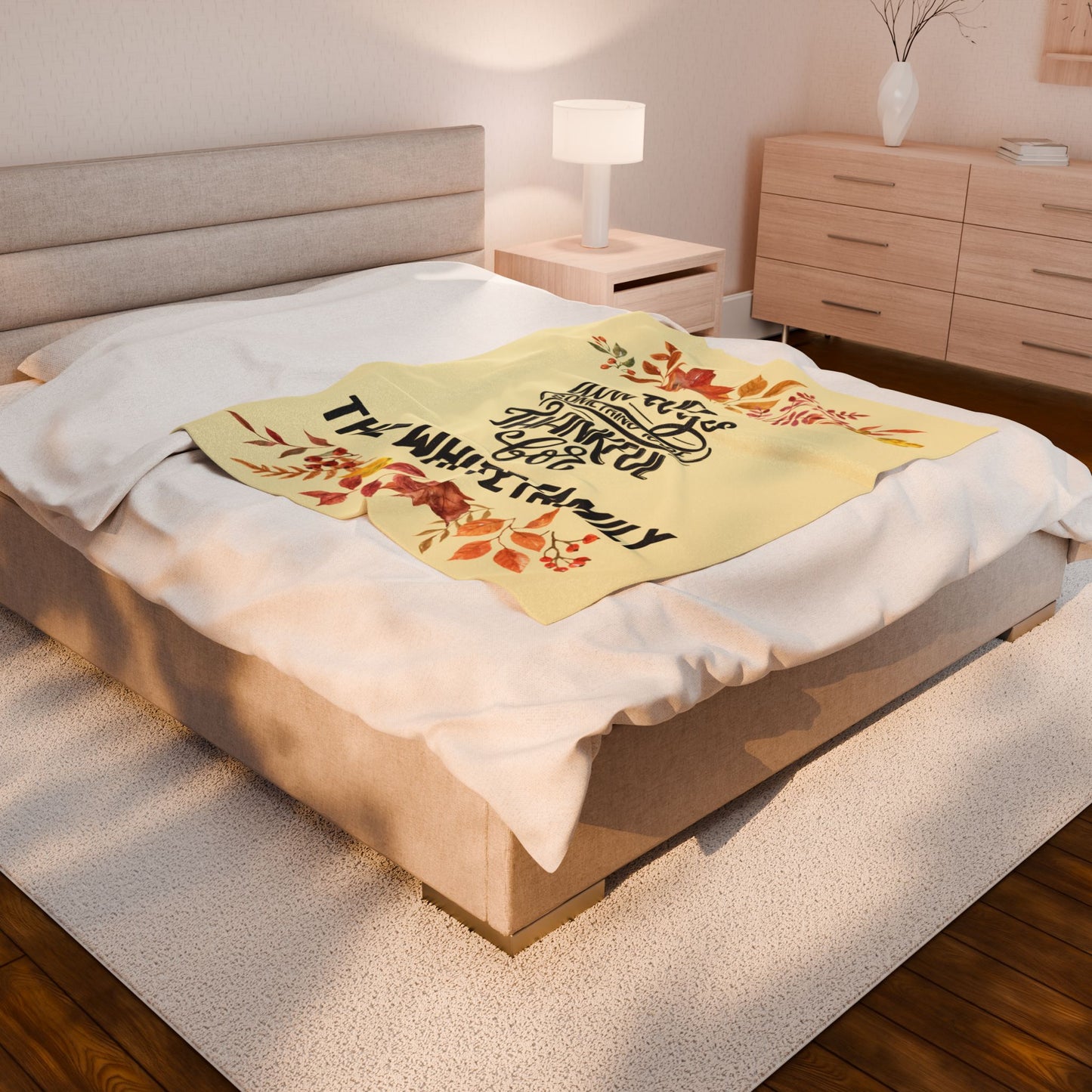 Velveteen Plush Blanket, Personalized Thanksgiving Blanket, Custom Grateful Throw, Cozy Thankful Gift, Warm Autumn Home Decor, Comfy Family