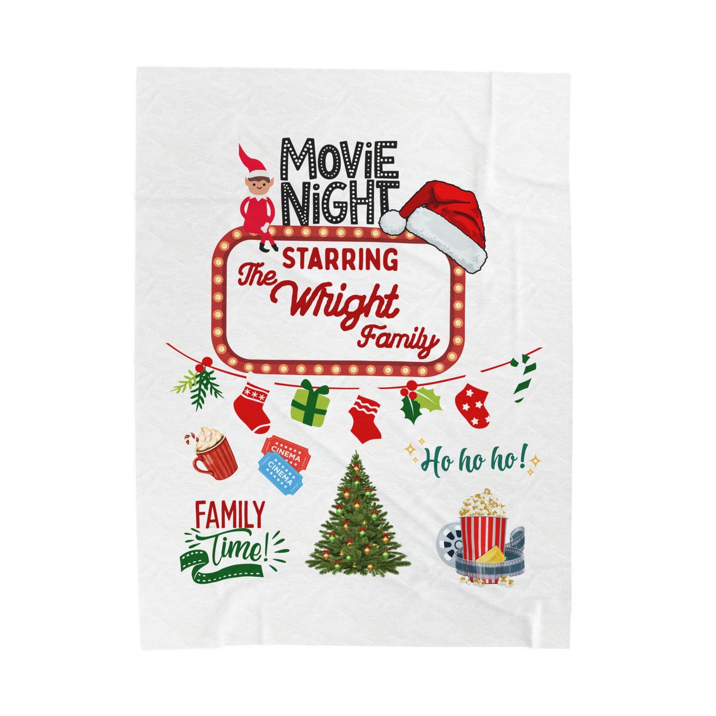 Movie Night Plush Blanket - Snuggle in Style - Holiday Movie Night Throw, Family Christmas Gift, Personalized Cozy Winter Decor, Christmas