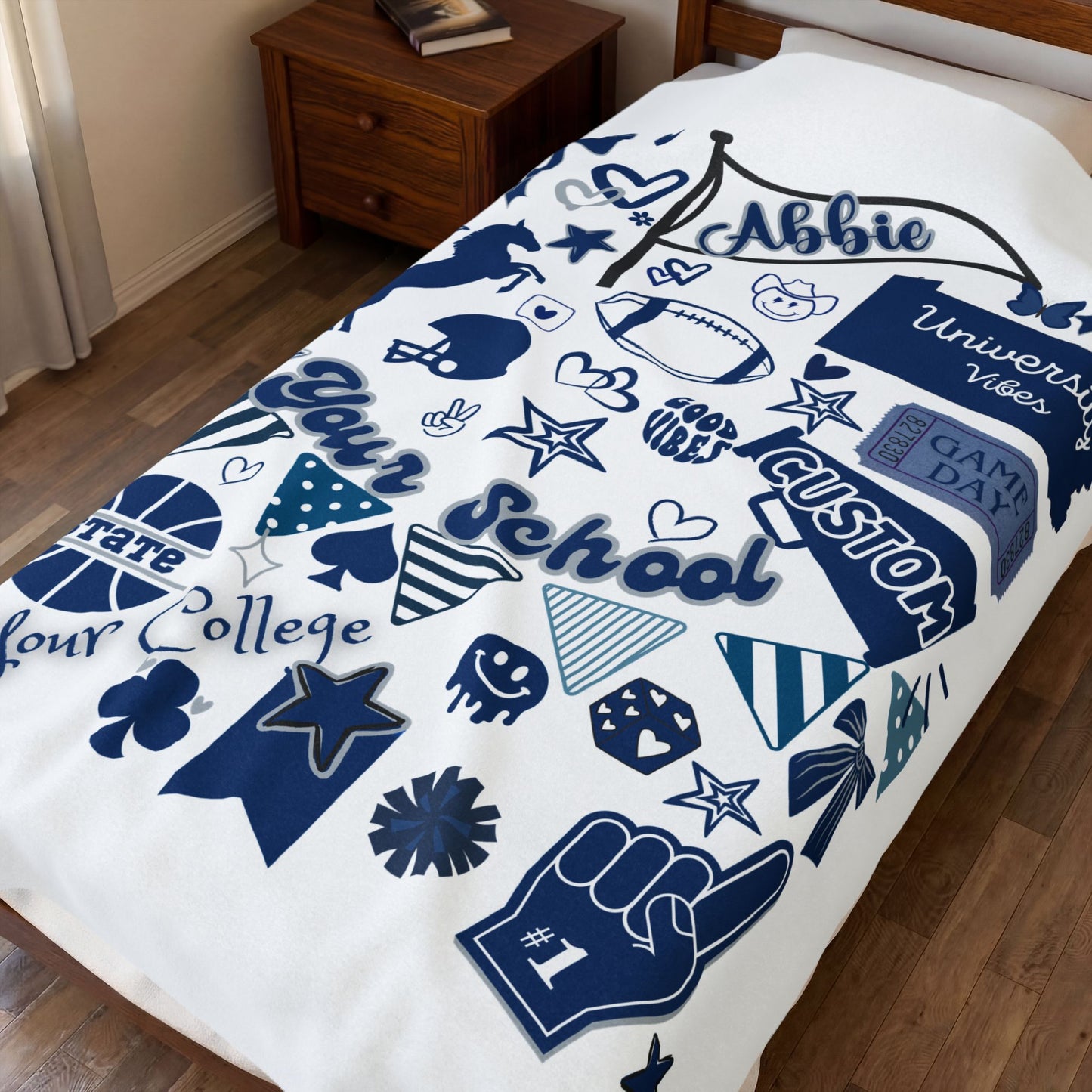 Custom College Commitment Blanket Velveteen or sherpa All College Available Personalized