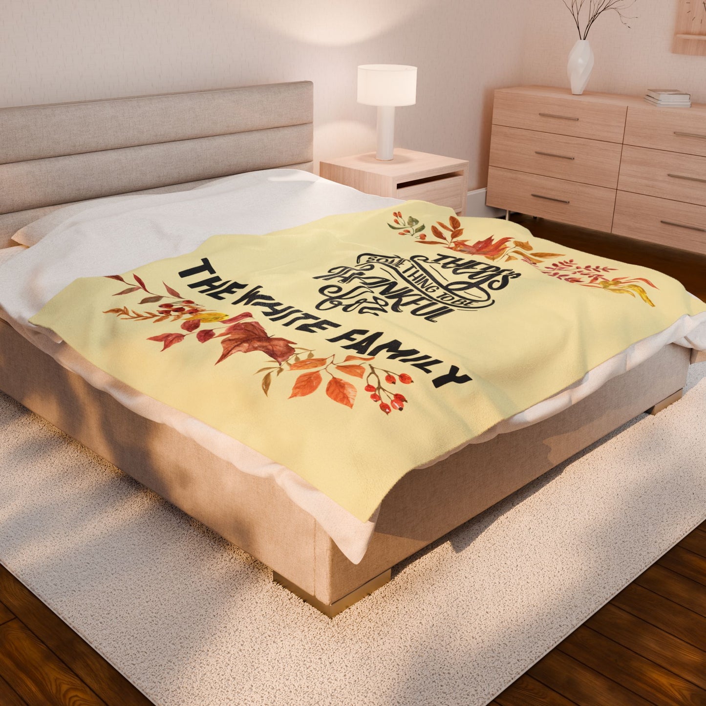 Velveteen Plush Blanket, Personalized Thanksgiving Blanket, Custom Grateful Throw, Cozy Thankful Gift, Warm Autumn Home Decor, Comfy Family