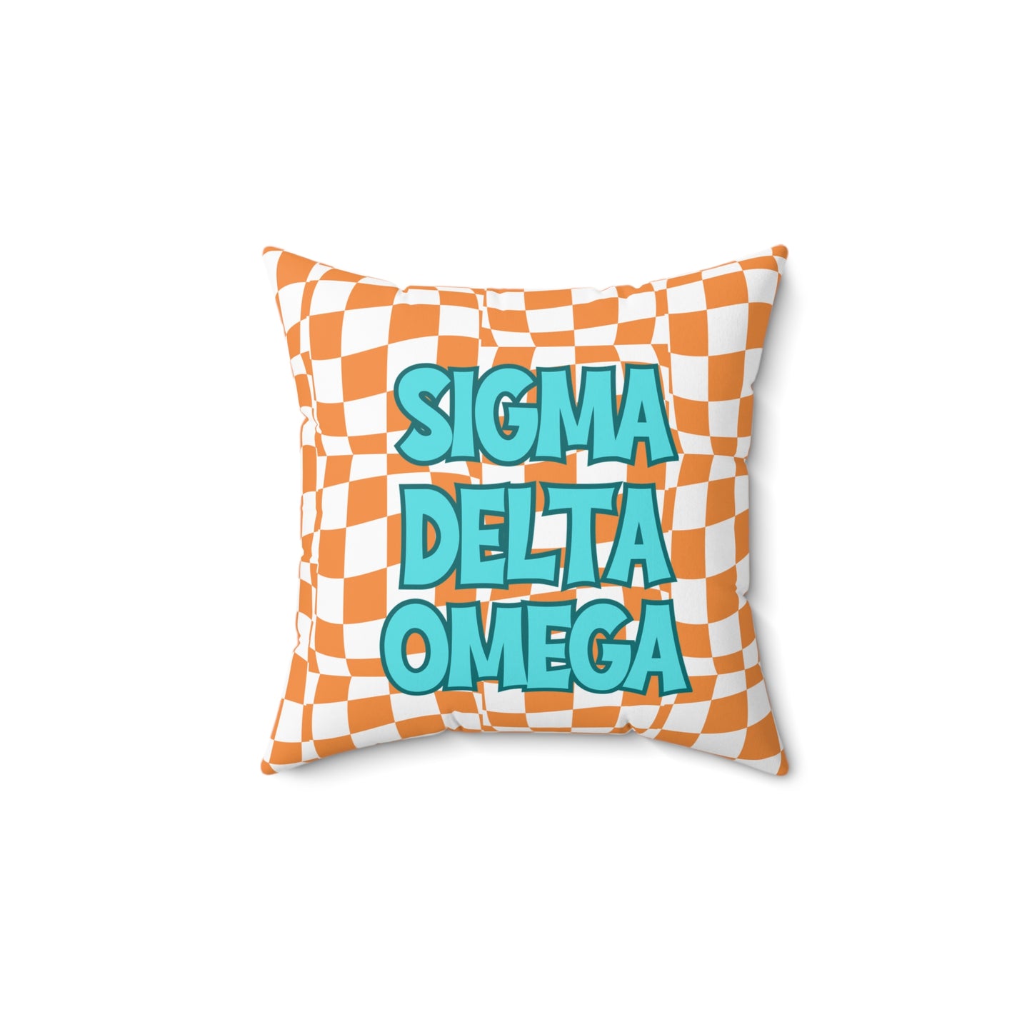 Sorority Pillow, Retro Orange and White, Square Pillow, Personalized Sorority Gift, Turquoise Font Custom, Decorative Throw