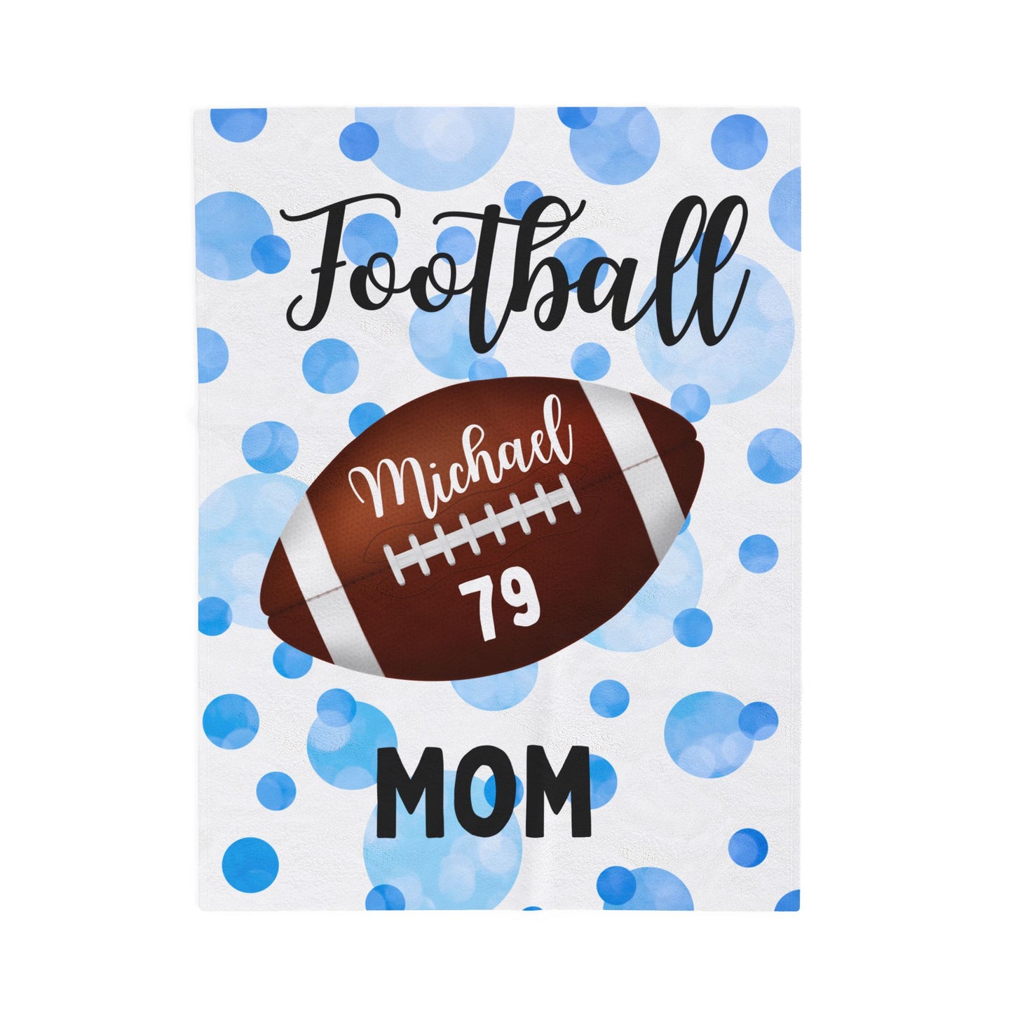 Plush Blanket, Trendy Football Mom Personalized Sports Team Fan Gift, Cozy Throw, Custom Name Soft Fleece Bedding, Stadium Mom Present,