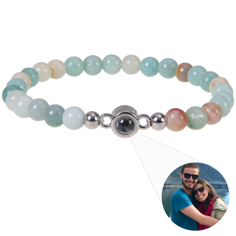 Custom Stone Bracelet with Hidden Photo | Handmade Natural Stone Jewelry Custom Stone Bracelet