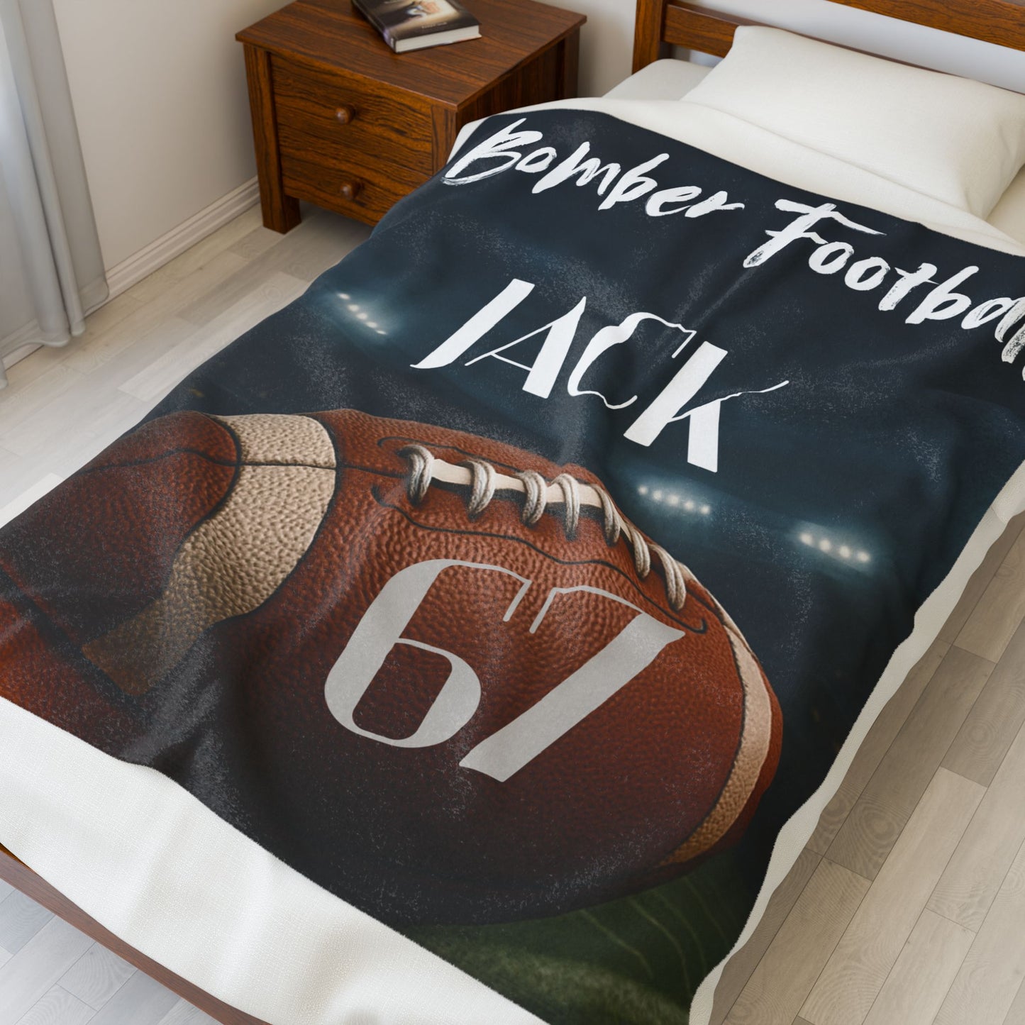 Plush Blanket, High School College Game Day Personalized Team Name Player Number, Customized Gift, Snuggle Fleece Throws, Senior night