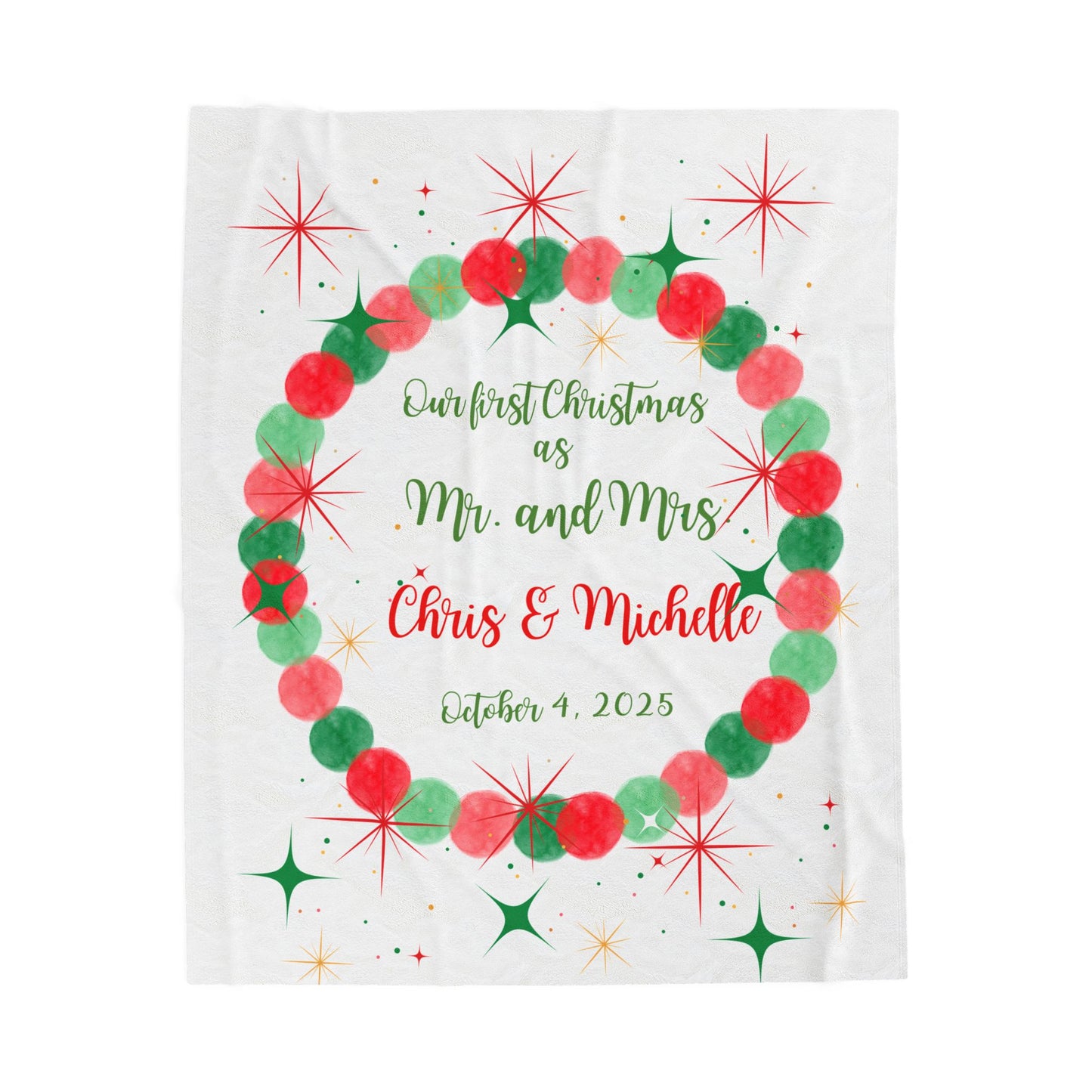 Personalized MR and MRS Velveteen Plush Blanket, First Christmas Gift, Wedding Date, Custom Name Throw, Cozy Anniversary Present, Warm