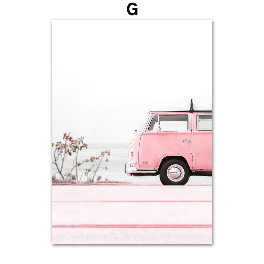 Landscape Beach Wall Sky Car Art Canvas Painting