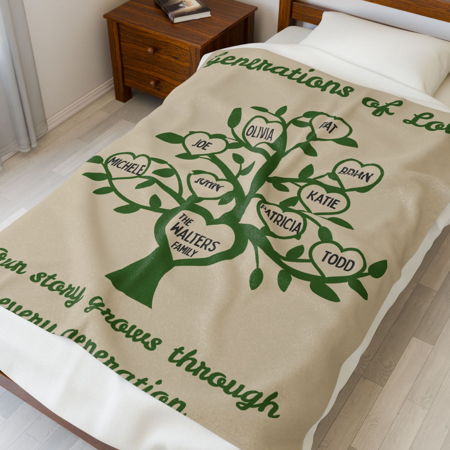 Personalized Family Tree Keepsake Blanket - Customizable Cozy Throw, Family Member Blanket, Genealogy Gift, Family, Velveteen Plush Blanket
