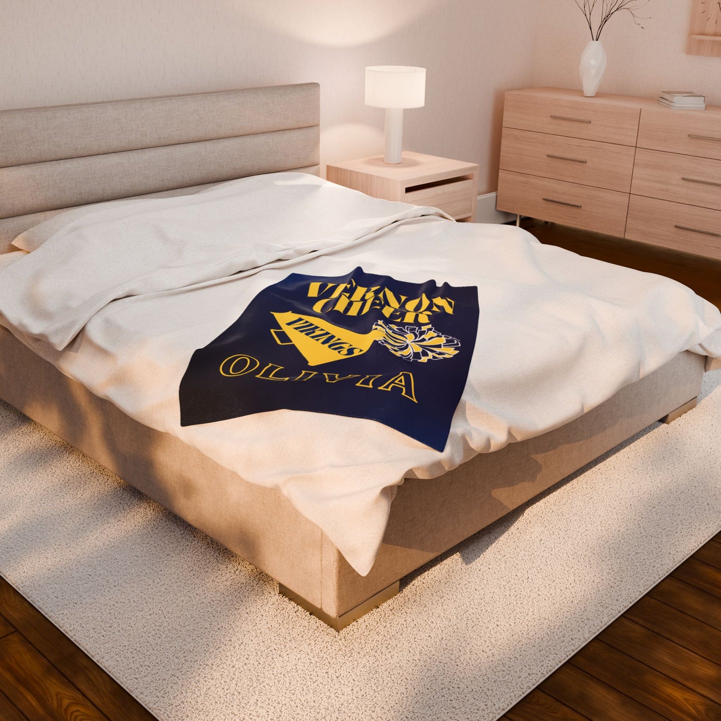 Personalized Cheer Blanket - Customized, Velveteen Plush Throw, Gift for Cheerleaders, Cozy Blanket for Cheerleader, Custom Cheerleading