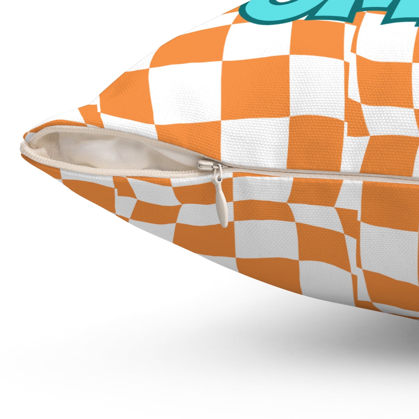 Sorority Pillow, Retro Orange and White, Square Pillow, Personalized Sorority Gift, Turquoise Font Custom, Decorative Throw