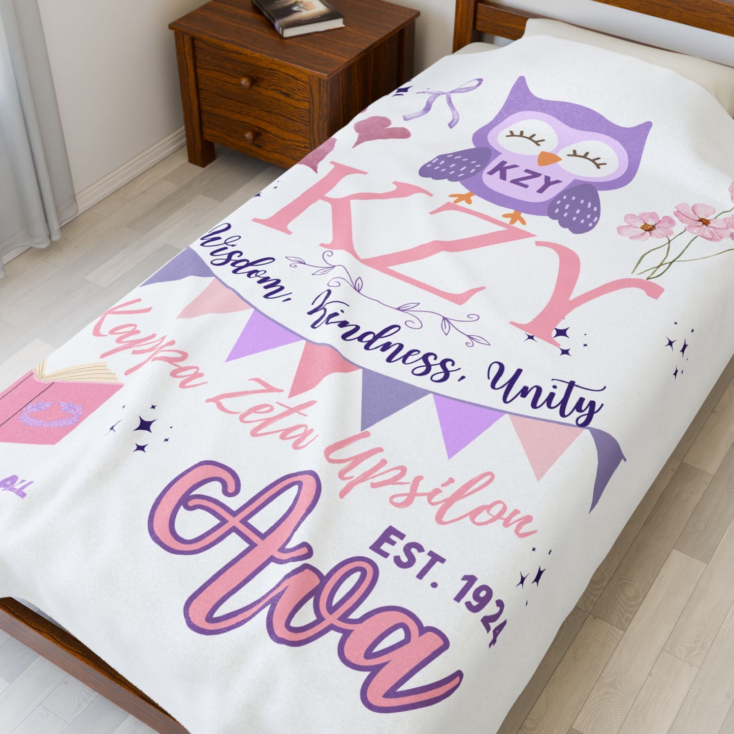 PERSONALIZED Sorority Bid Day Big Little Custom Velveteen Plush Blanket, Cozy Throws, Sorority Gifts, Big Little or Bid Day Presents