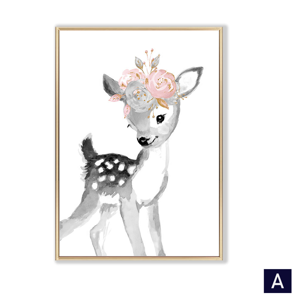 Giraffe Lion Poster Wall Art Canvas Painting