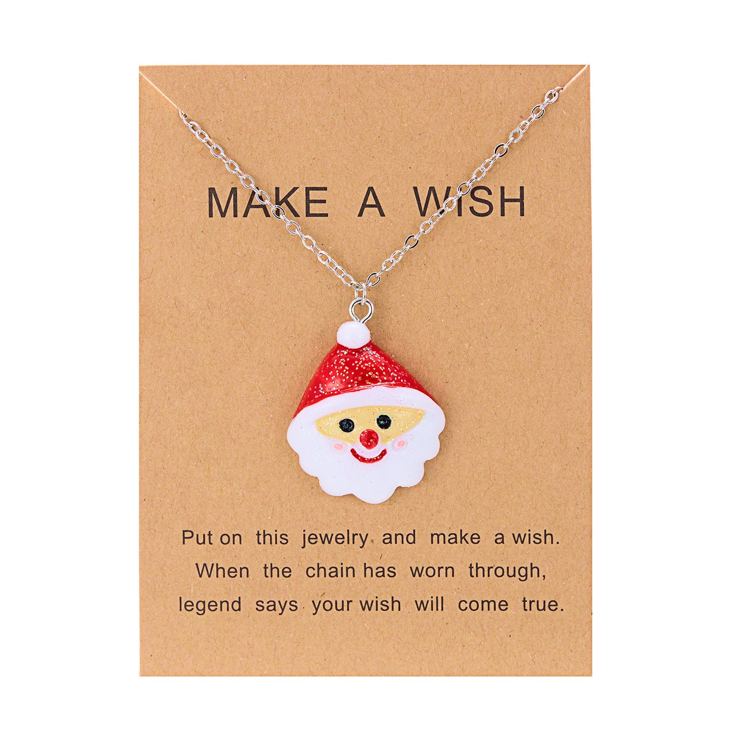 Cute Cartoon Resin Necklace – Snowman & Santa Claus Pendant with O-Shaped Chain for Women