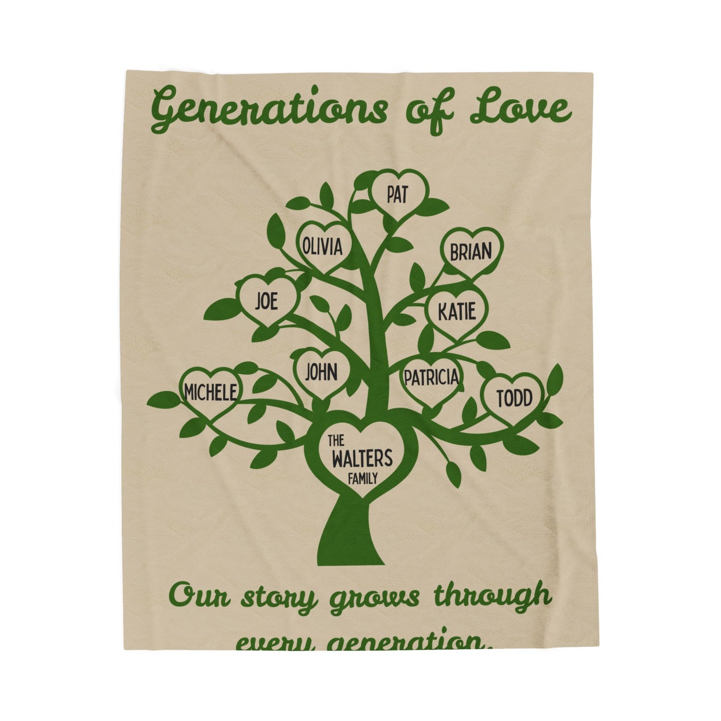 Personalized Family Tree Keepsake Blanket - Customizable Cozy Throw, Family Member Blanket, Genealogy Gift, Family, Velveteen Plush Blanket