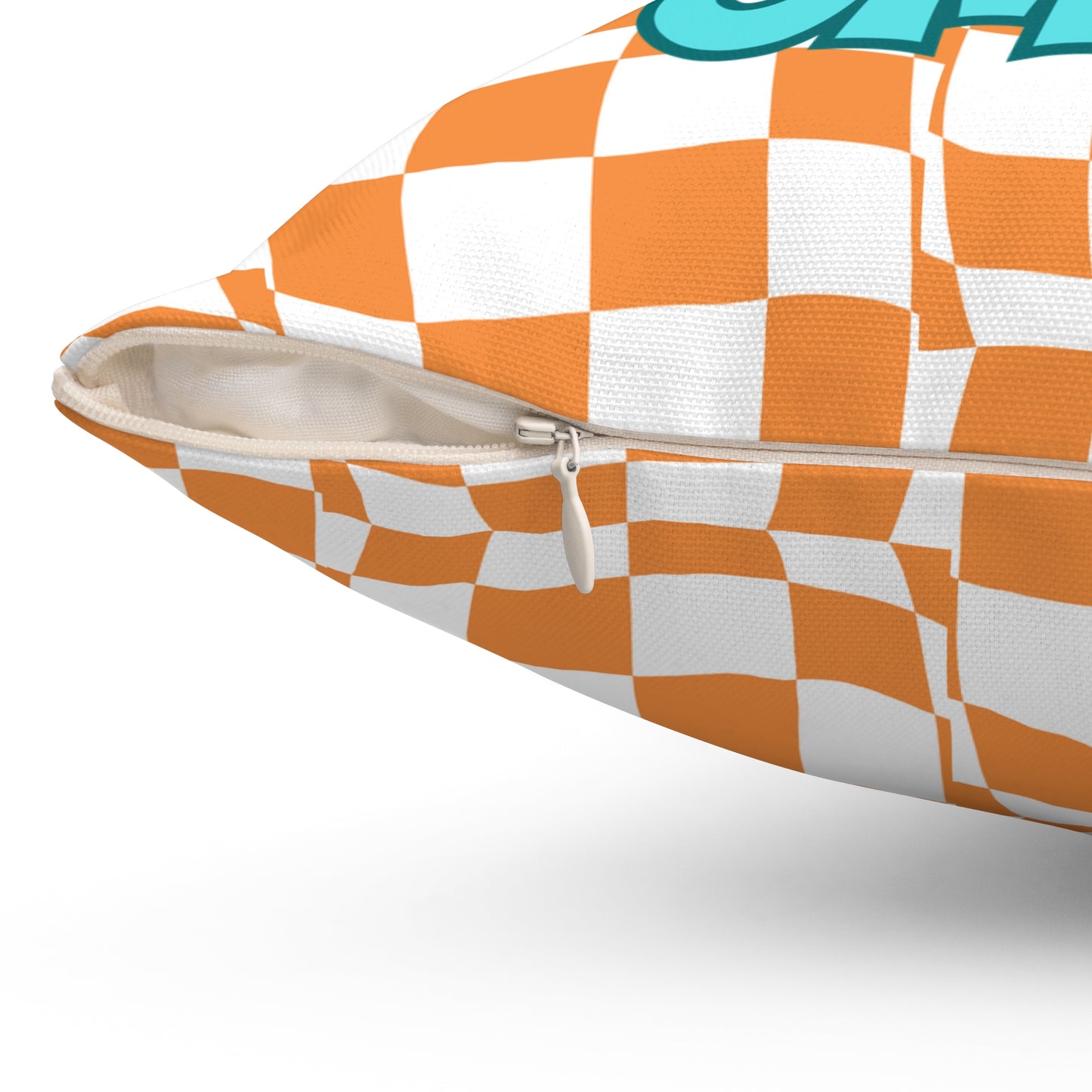 Sorority Pillow, Retro Orange and White, Square Pillow, Personalized Sorority Gift, Turquoise Font Custom, Decorative Throw
